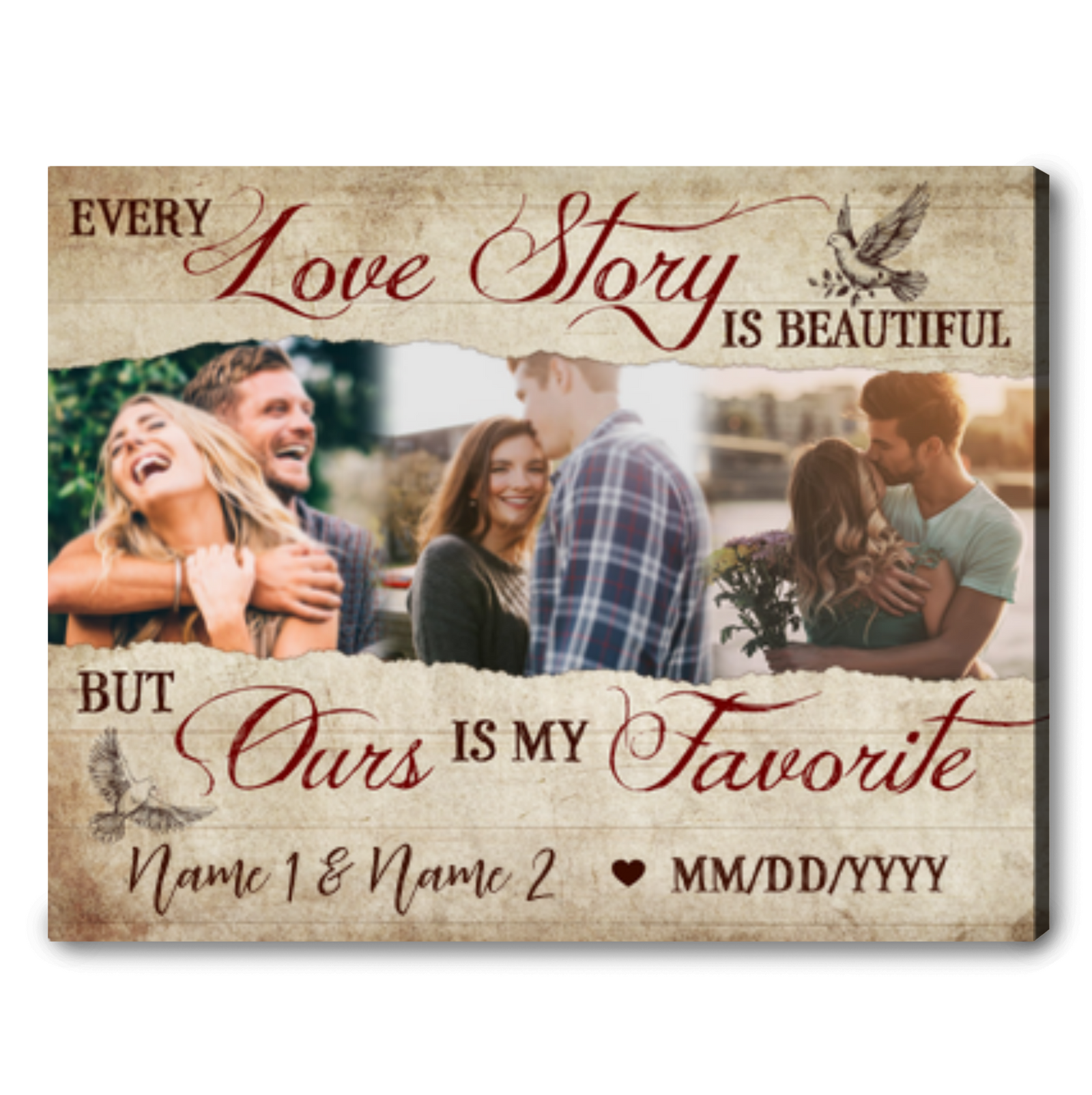 Personalized Anniversary Gift Best Custom Couple Gift Canvas Print