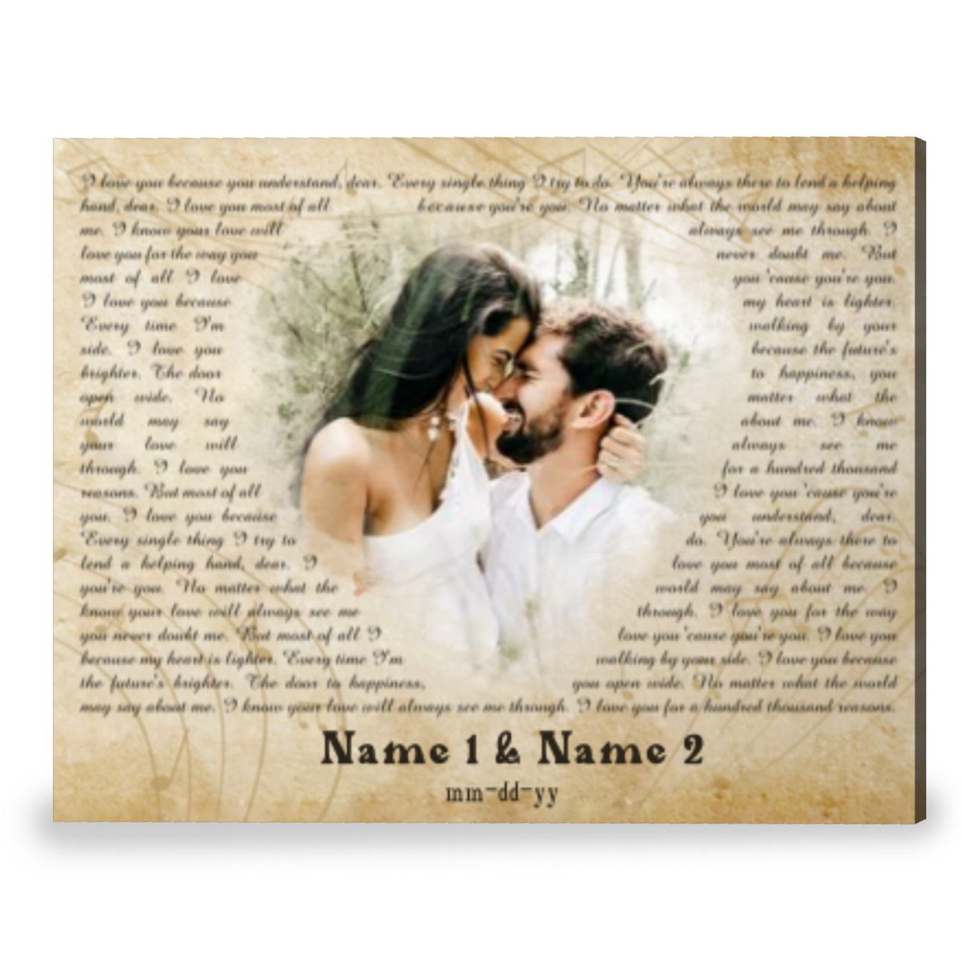 Custom Your Photo And Music Song Lyrics On Canvas Wall Art Romantic Gift