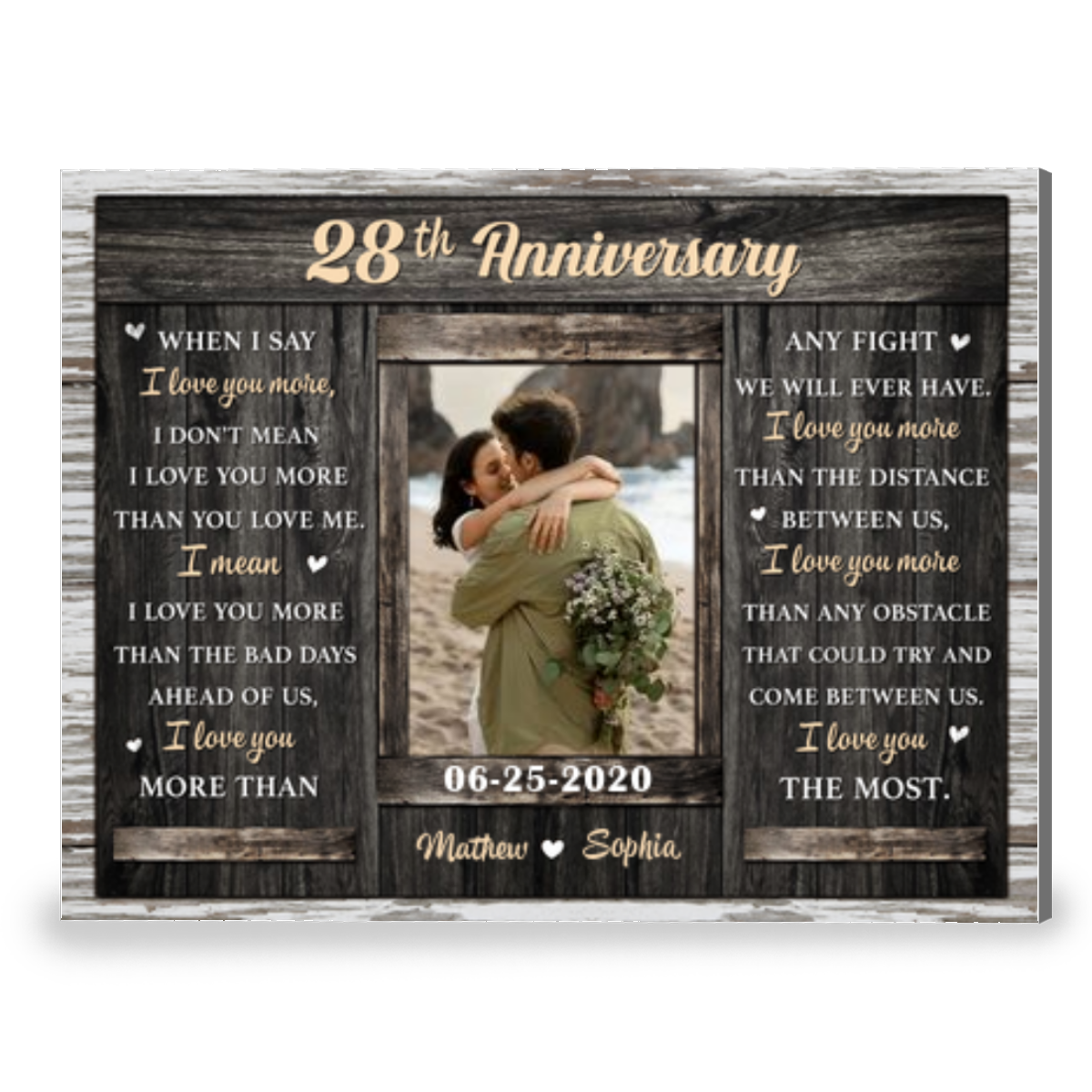 28th Anniversary Wedding Gift Custom Photo Canvas Photo Prints