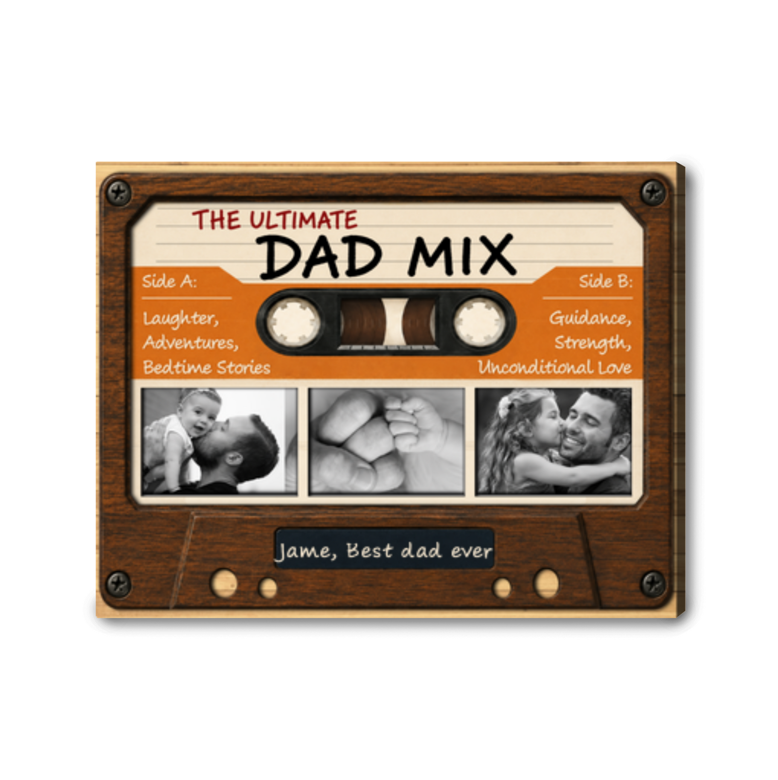 Custom Gift for Father Personalized Dad Mix Canvas with Kids Photos