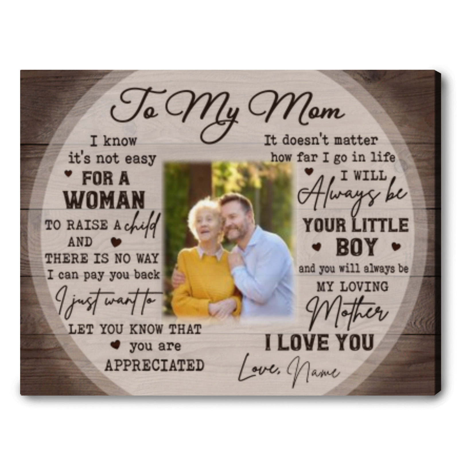 Unique Gift Ideas For Mom Personalized Photo Canvas Print To My Mom From Son