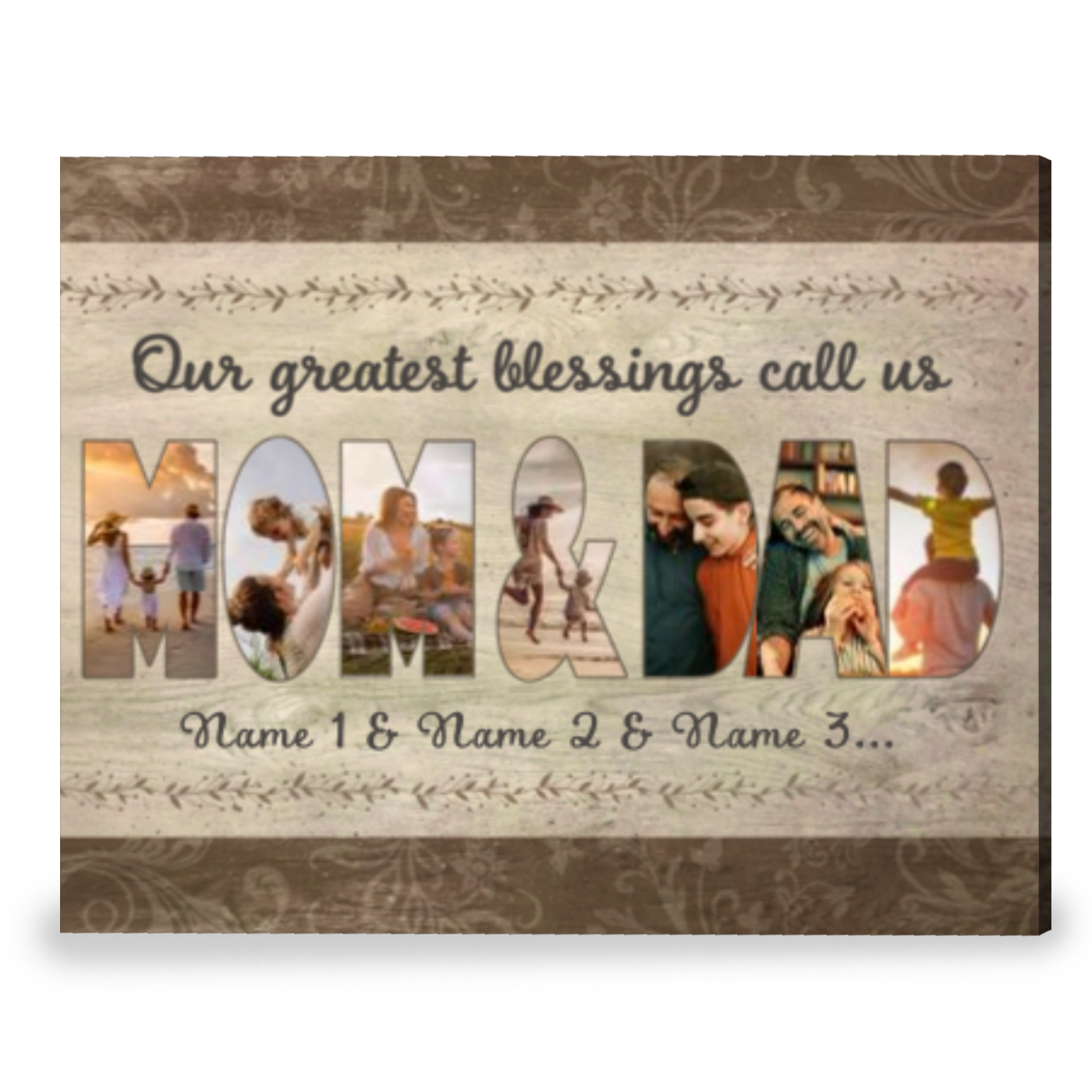 Personalized Family Wall Art Gift For Mom And Dad Photo Canvas Print