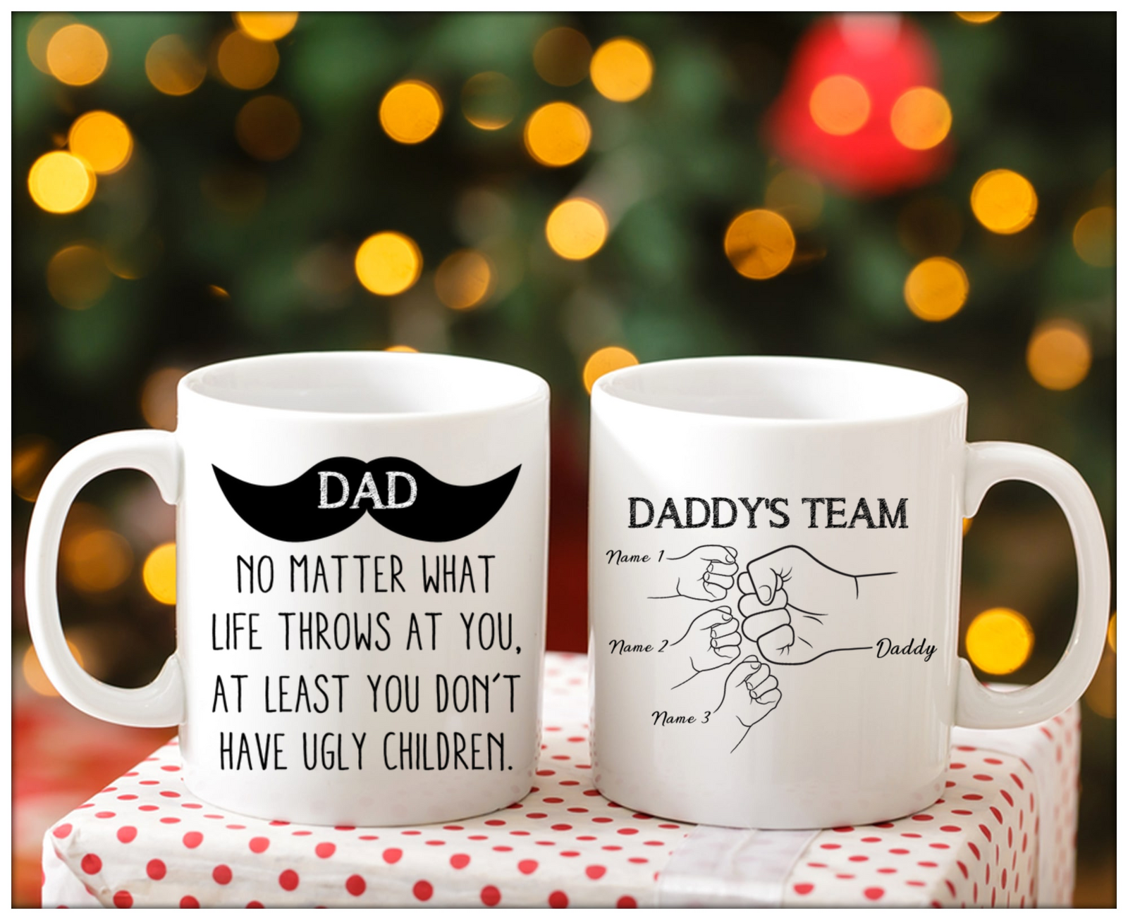 Personalized Coffee Mug For Dad Fist Bump Hand Mug Funny Mug For Dad