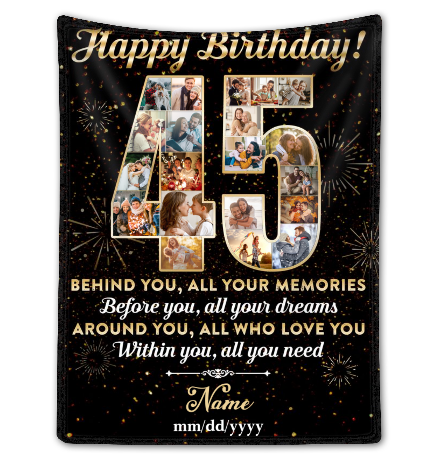 Personalized Photo Collage 45th Birthday Blanket Best 45th Birthday Gift Idea