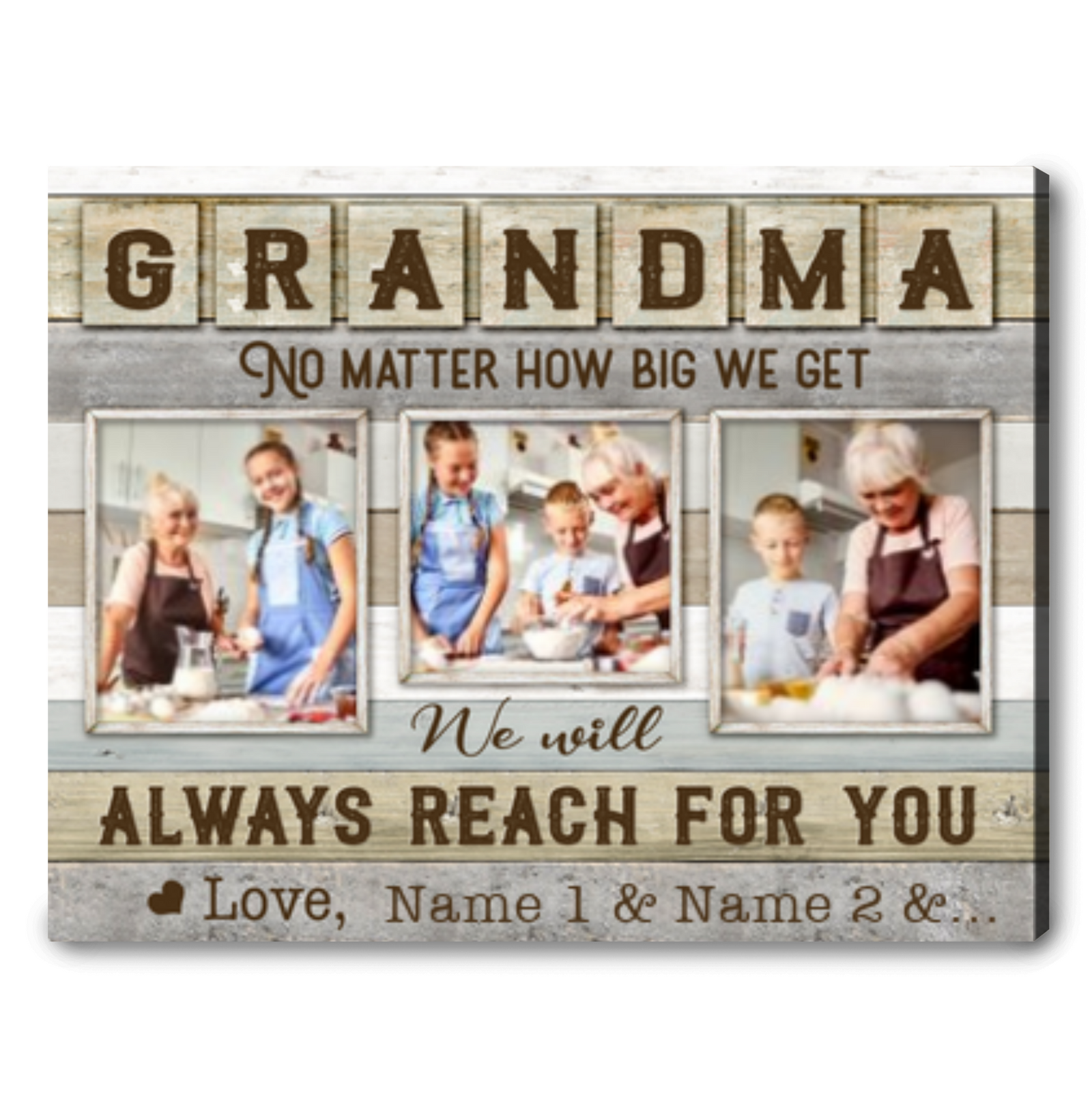 Personalized Gift Ideas for Grandma Custom Photo Canvas Print Grandma No matter how big we get