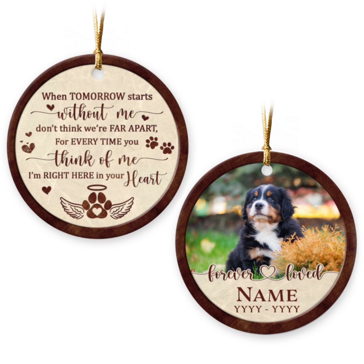 Customized Photo Sympathy Ornament Gifts For Who Loss Of Dog