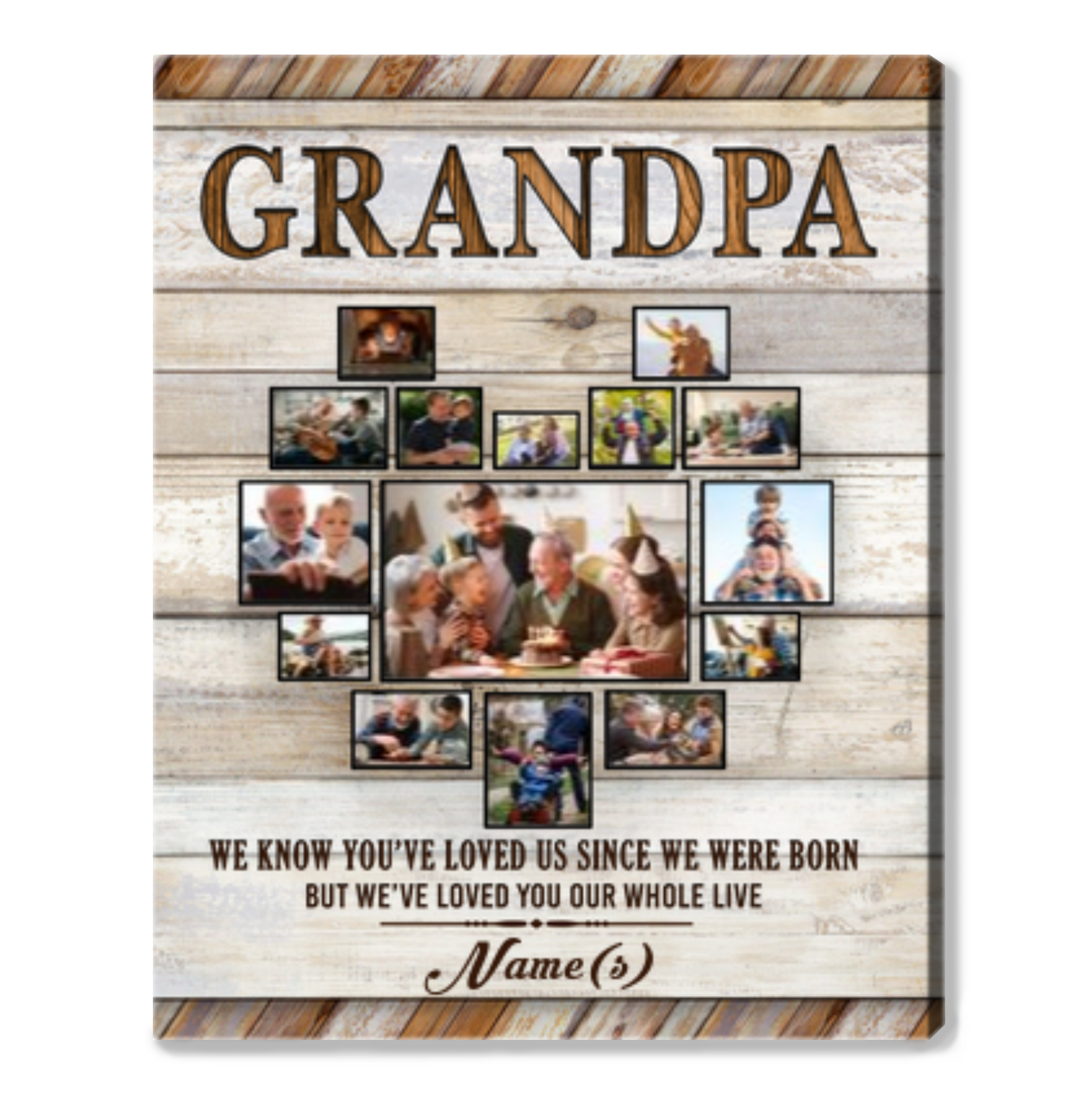 Unique Father's Day Gift Custom Photo Collage Grandpa Canvas Print
