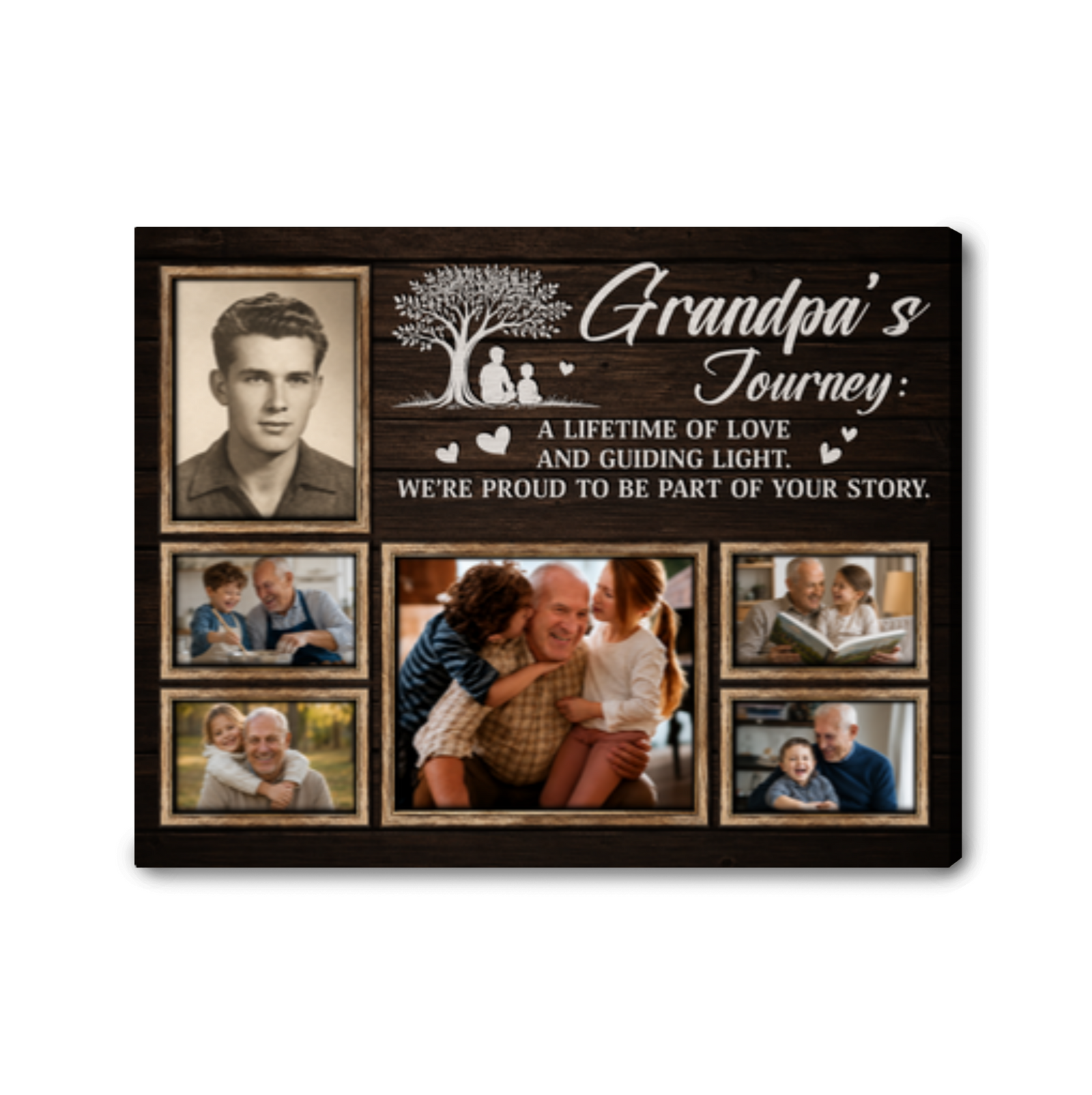 Personalized Grandpa's Journey Canvas Custom Family Photo Grandfather Gift