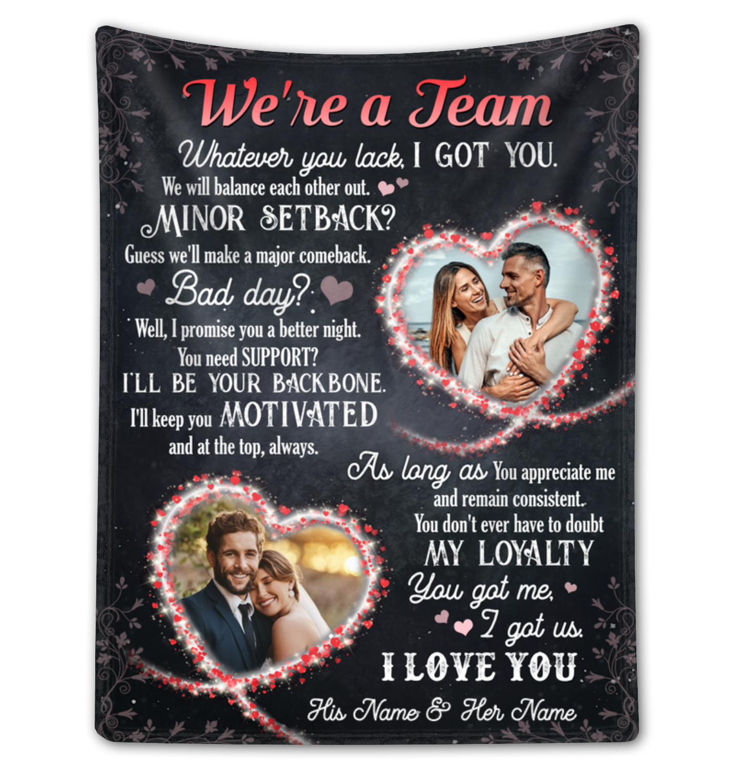 Personalized We're A Team Couple Blanket Romantic Gift Idea For Her