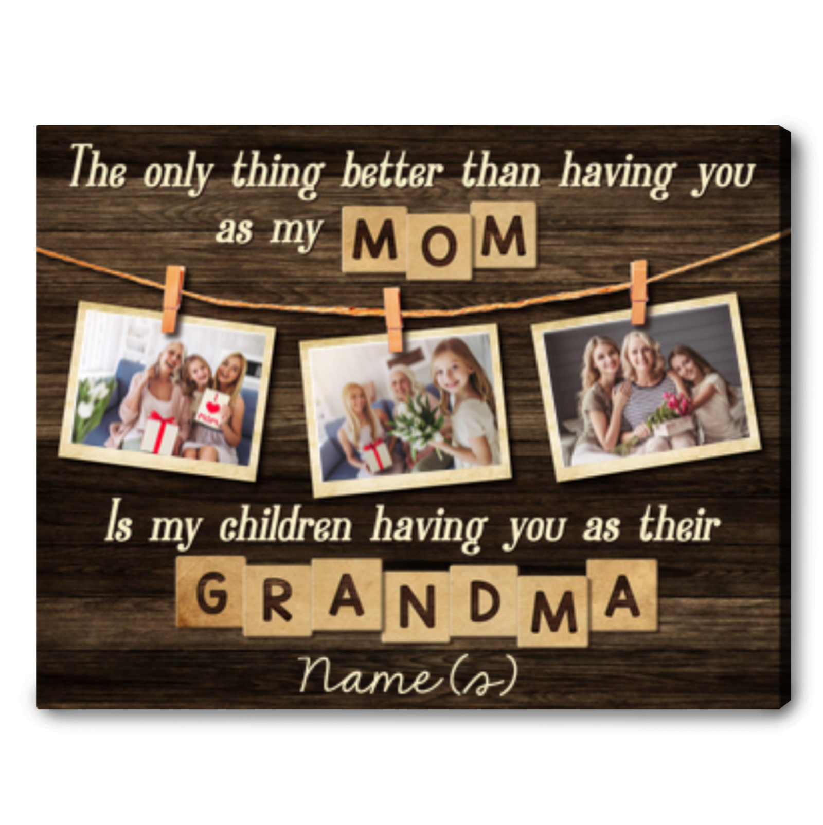 Custom Grandma Canvas Print Happy Mother's Day Gift For Grandma