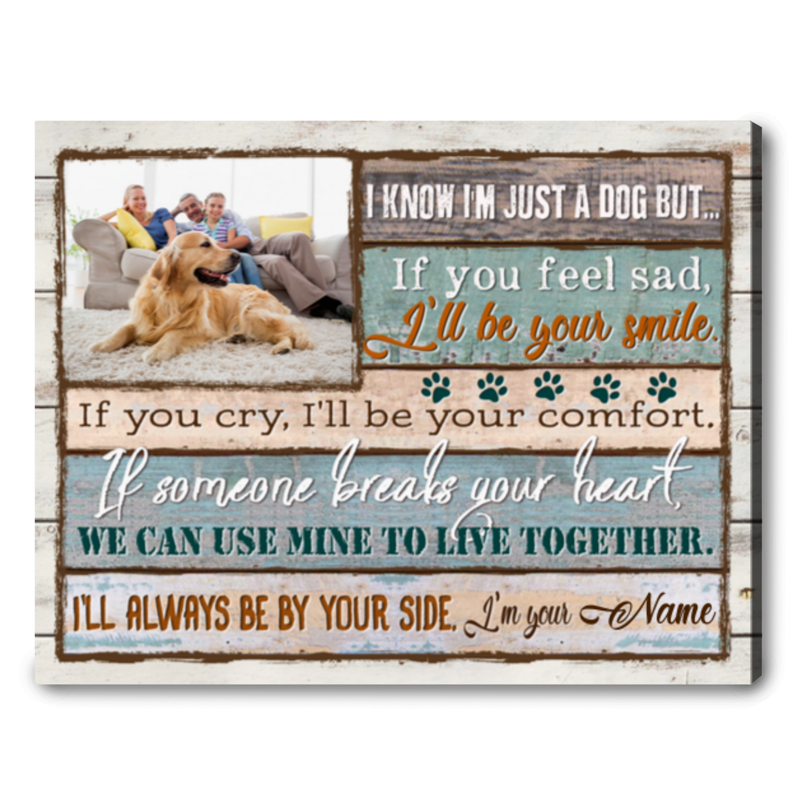 Personalized Pet Art Canvas Gift For Dog Lover Rustic Wood Wall Art Decor Ohcanvas