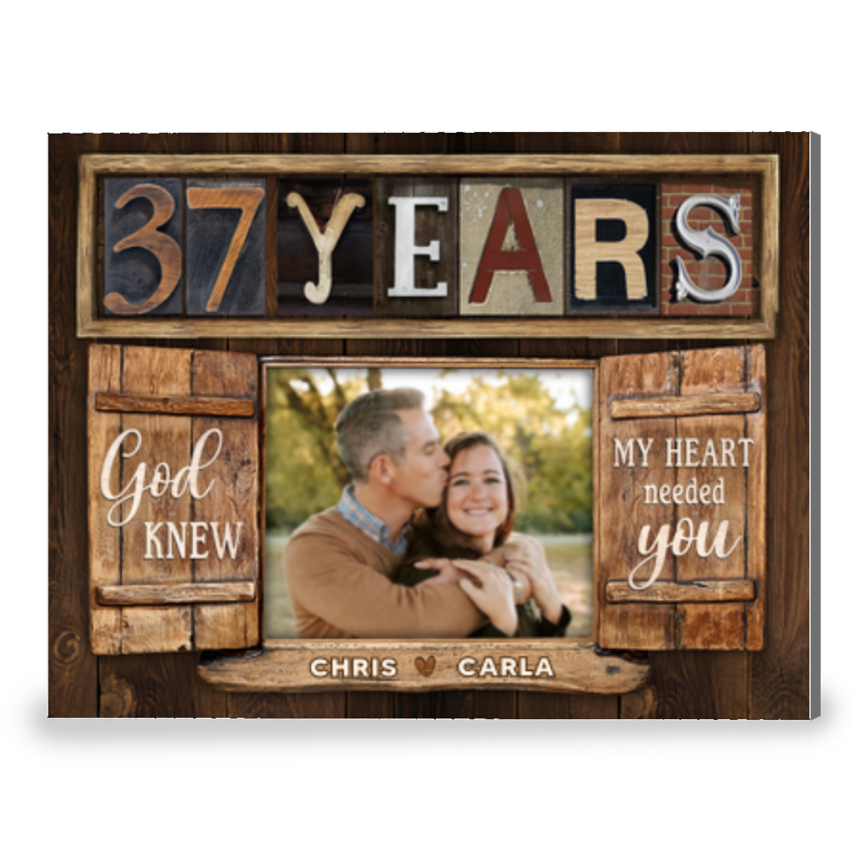 Loving 37 Years Anniversary Gift Window Frame Personalized Canvas Photo Print For Couple