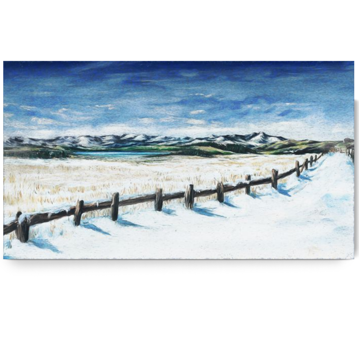 Snow in the Valley Winter Landscape Oil Painting Canvas Wall Art for Living Room & Bedroom Décor - Rustic Winter Scenery