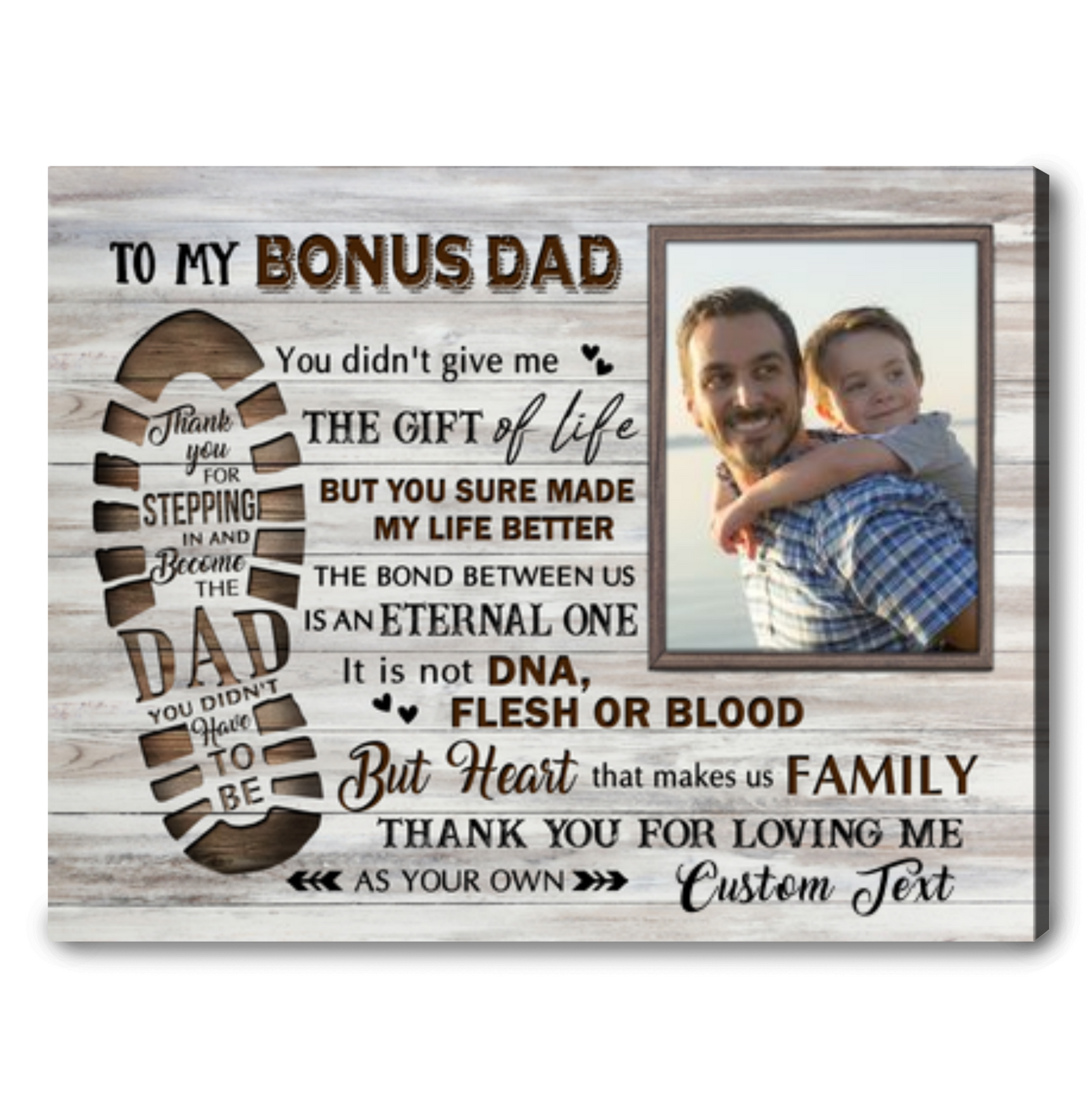 Best Bonus Dad Fathers Day Custom Stepdad Photo Canvas Print