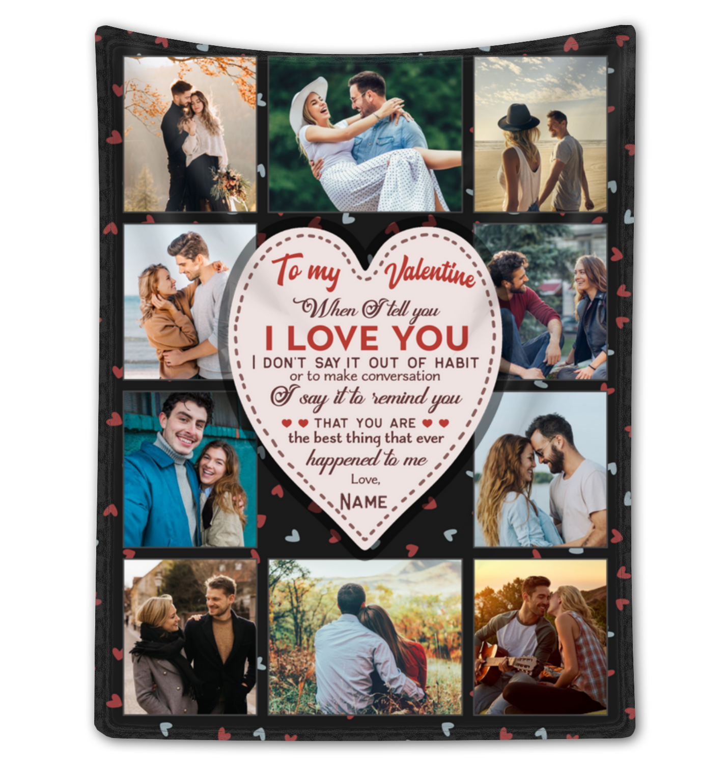 Custom Valentine's Day Gift For Girlfriend Collage Photo Fleece Blanket