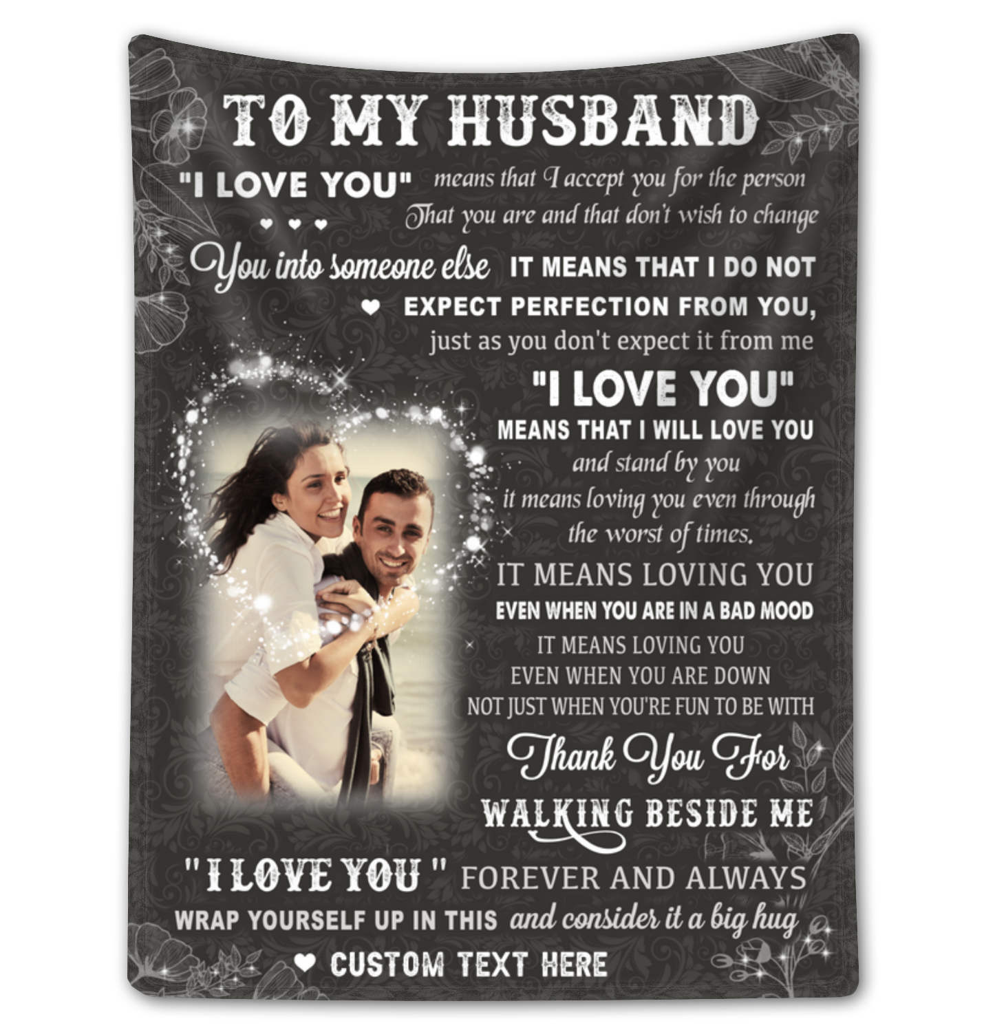 Husband Loving Gift From Wife Customized Couple Photo Fleece Blanket 