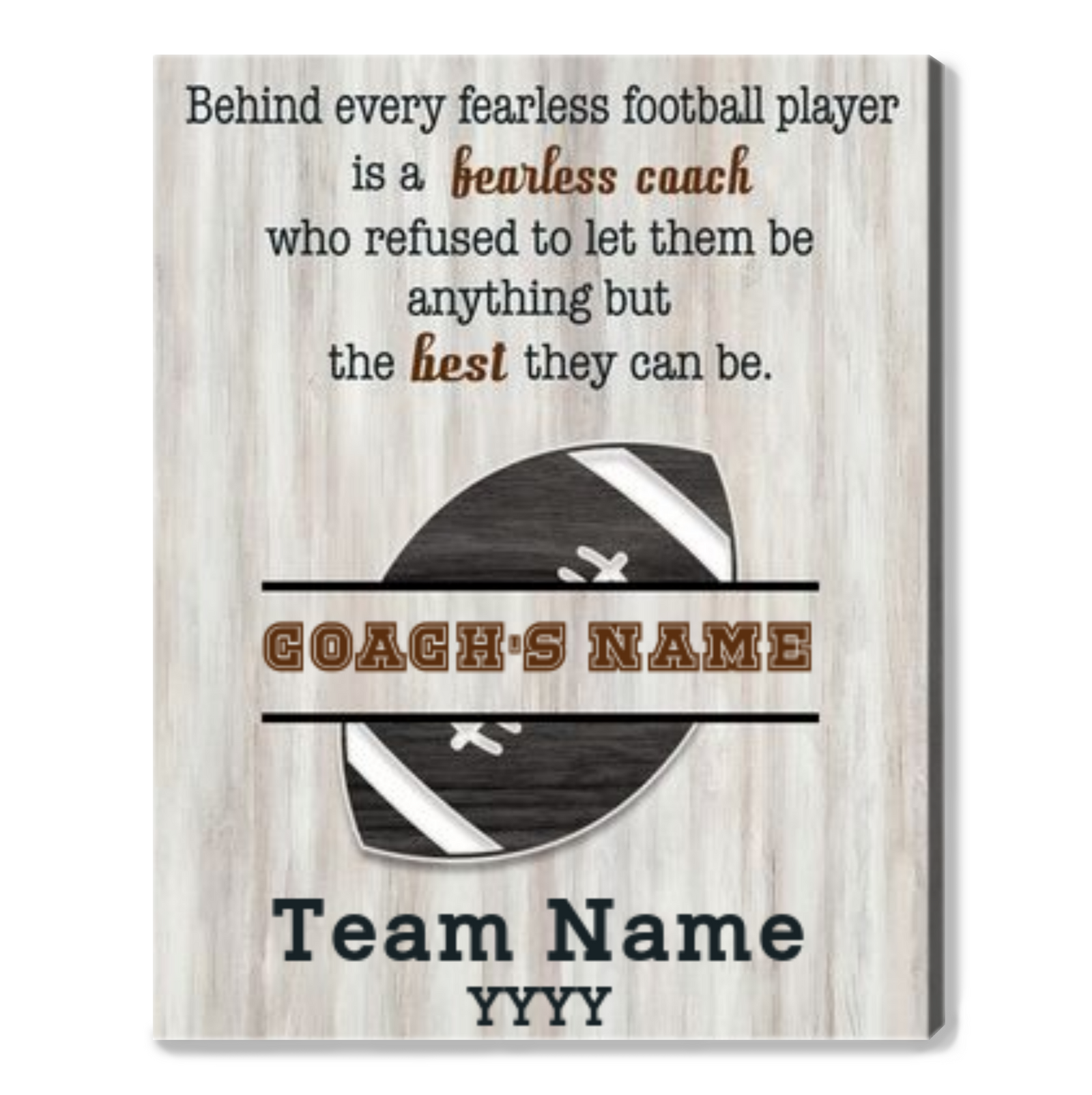 Custom Football Coach Appreciation Canvas Print Football Coach Thank You Gift