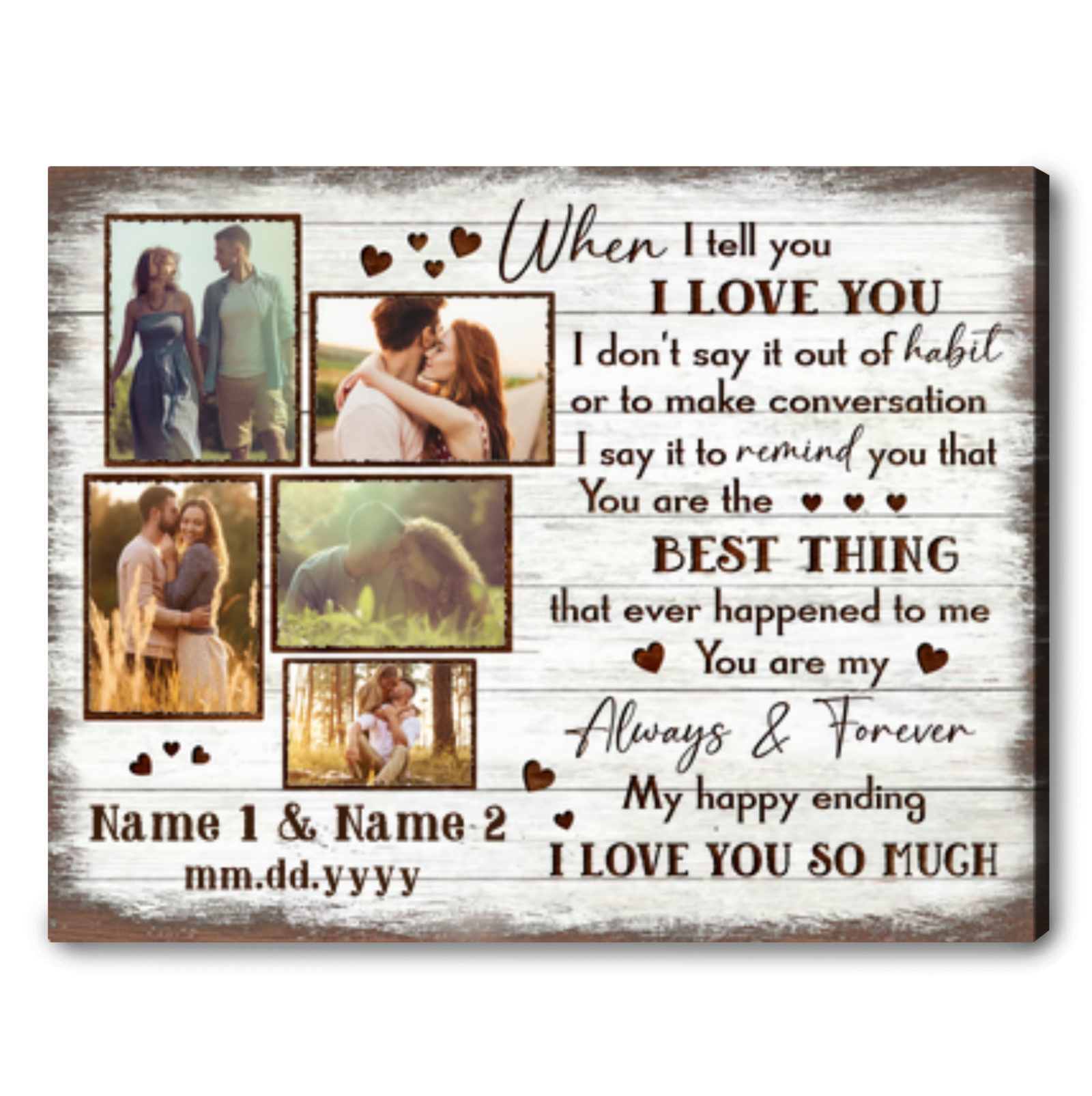 Custom Photo Anniversary Canvas Print Romantic Gifts For Couple