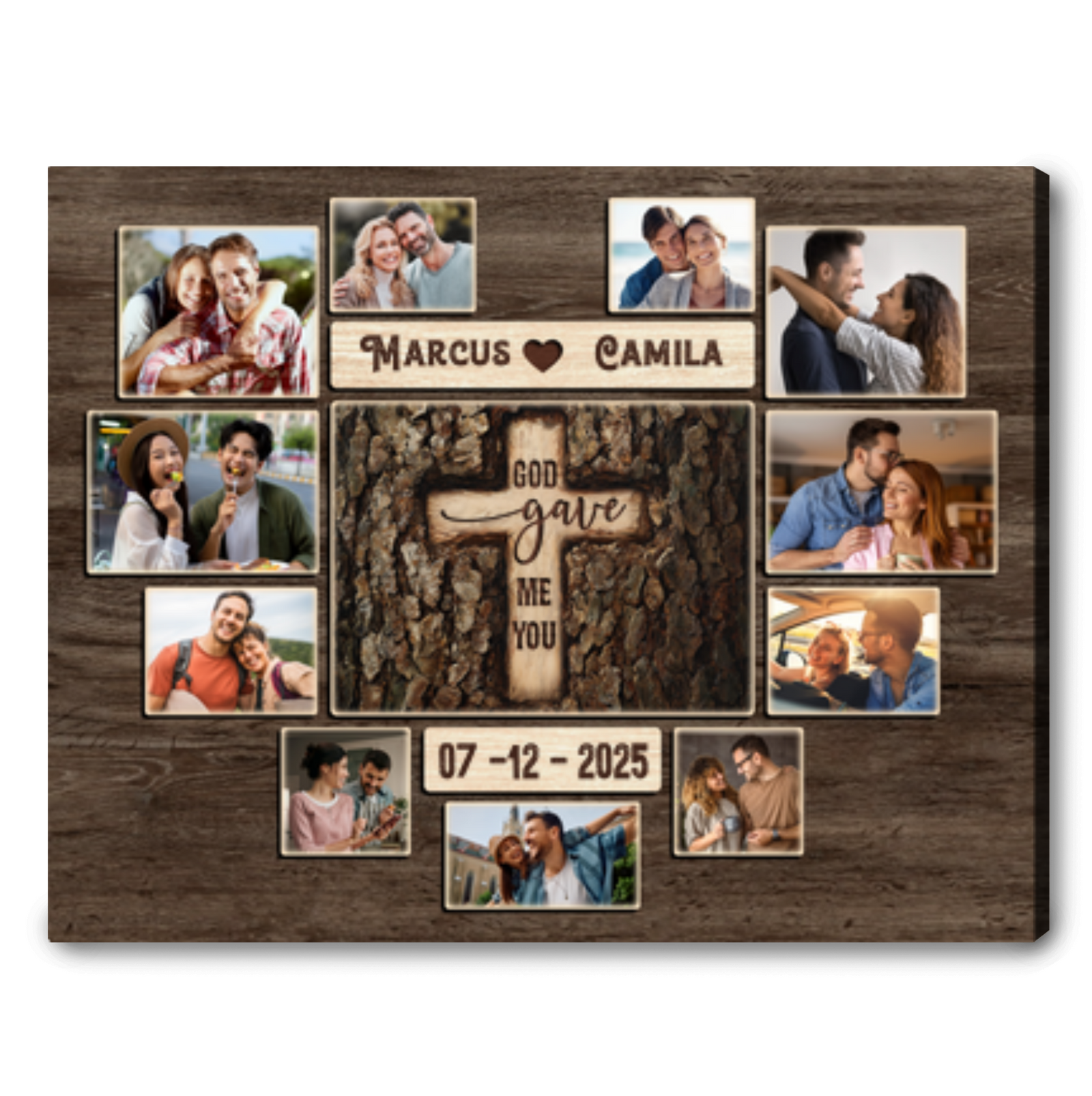 God Gave Me You -  Personalized Anniversary Gift For Couples Christian Photo Collage Canvas Wall Art