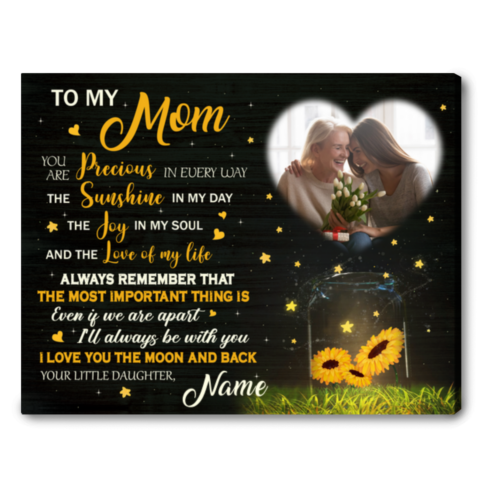Mother's Day Gift Idea Personalized Photo Canvas Print To my mom You are precious in every way 