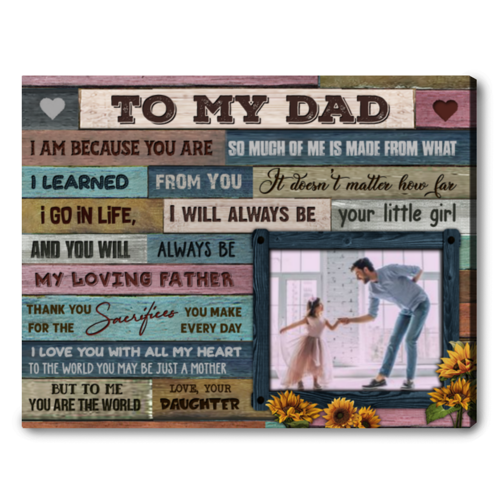 Meaningful Gift For Dad Custom Photo Gift To My Dad Canvas Wall Art