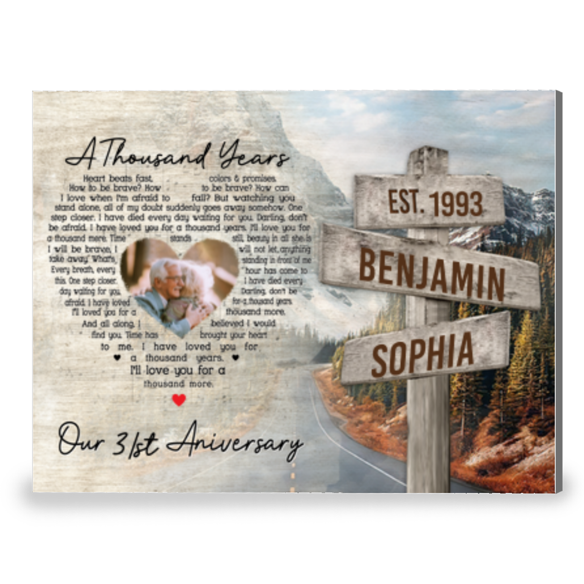 Heart-Shape Custom Song Lyric Enchanting Anniversary Gift For Couple