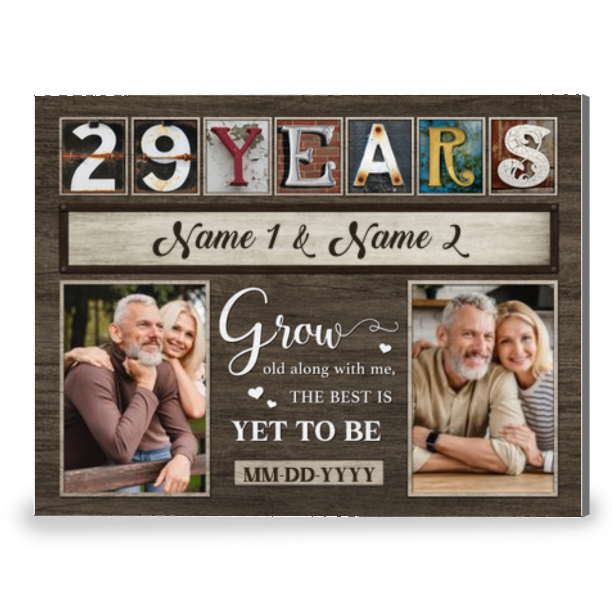 29th Anniversary Grow Old Along With Me Custom Photo Canvas Wall Art