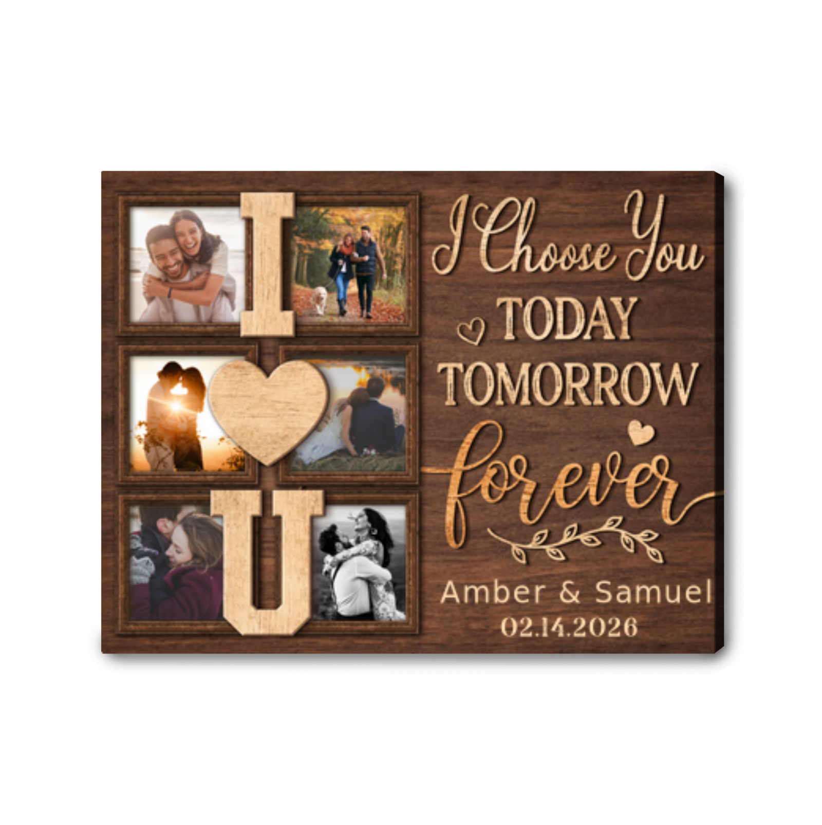 I Choose You Forever Personalized Photo Collage Canvas Print Valentine’s Day Gift