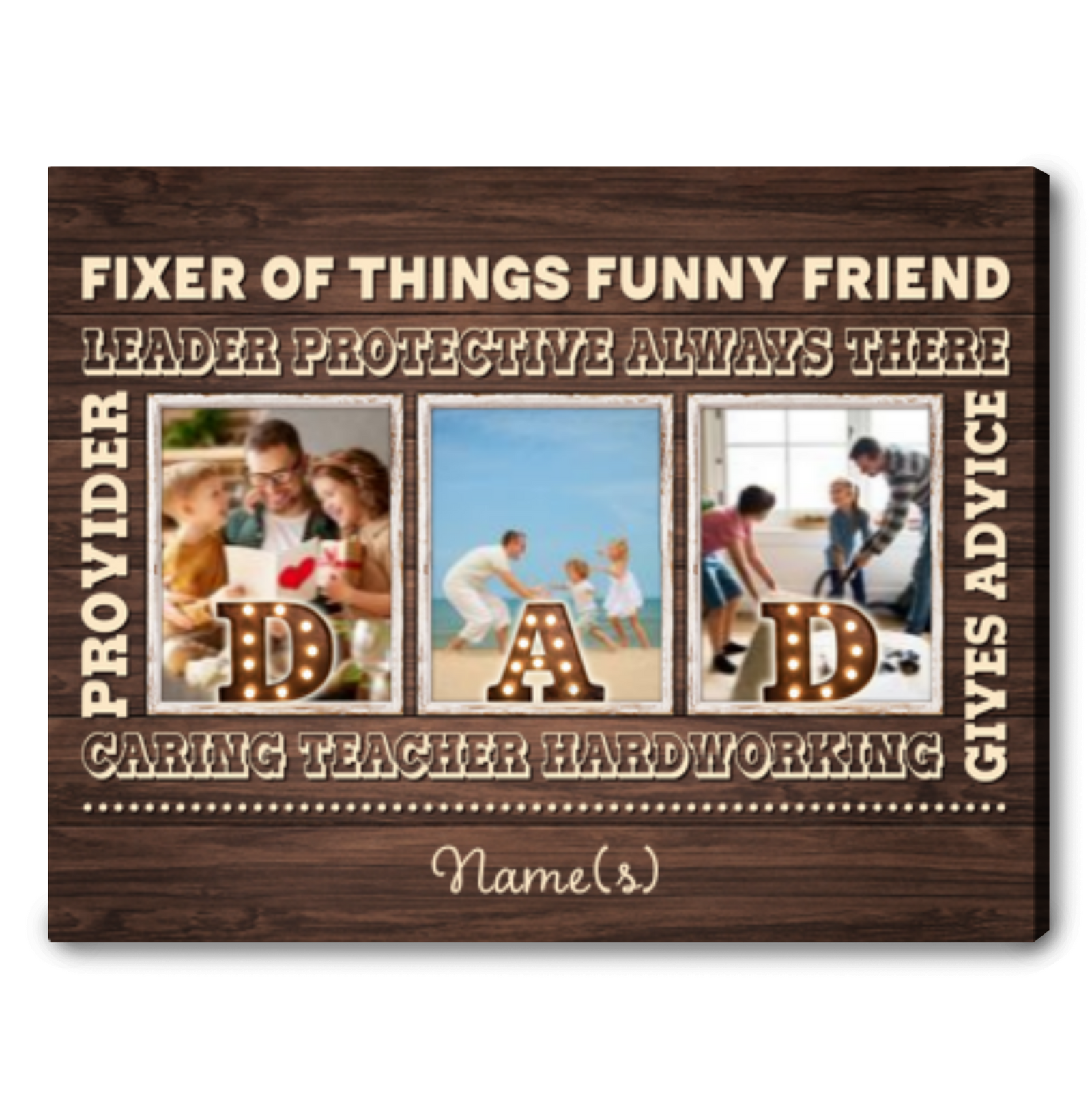 Father's Day Gift Unique Personalized Father's Day Photo Gift Canvas
