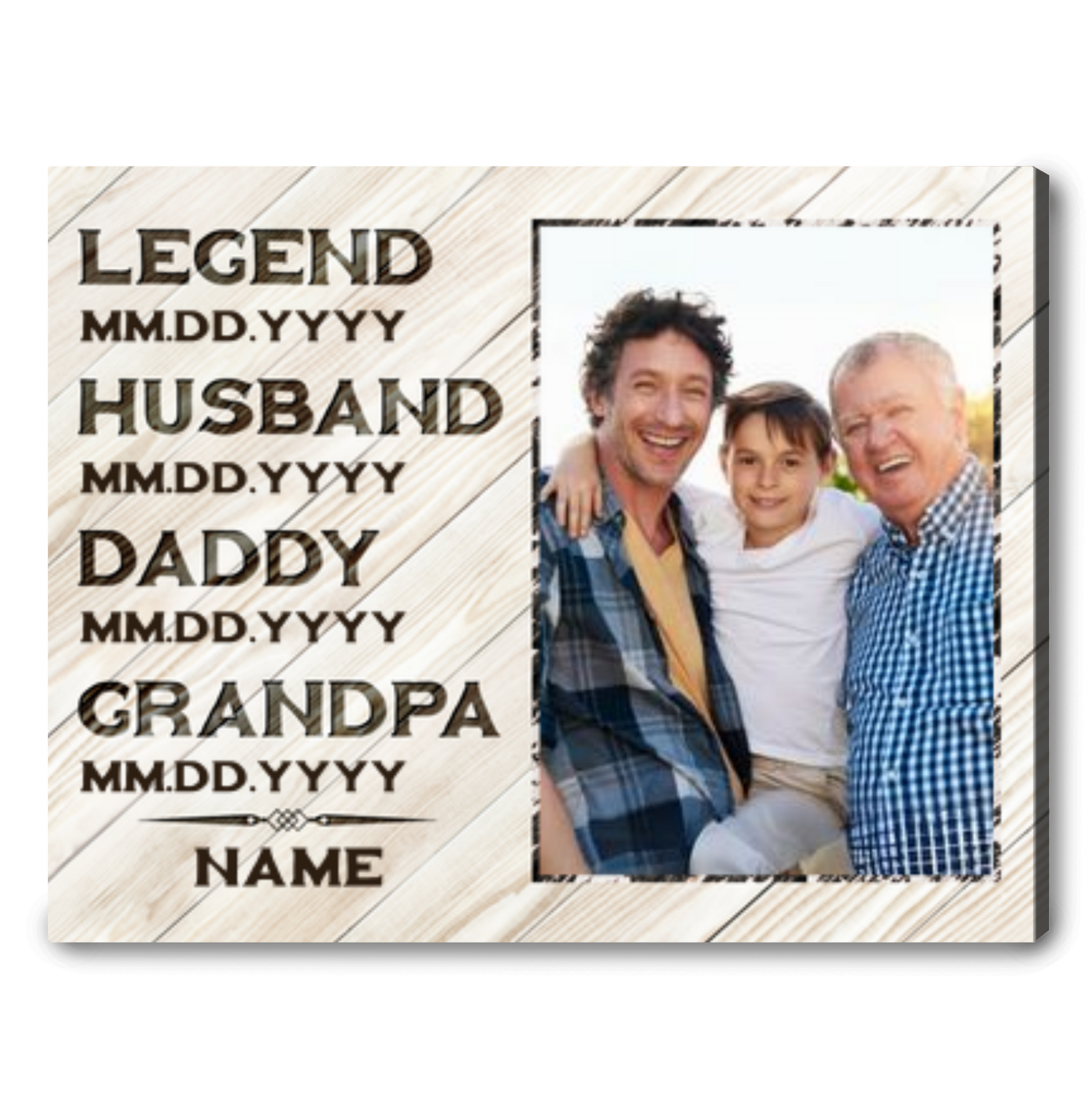 Unique Father's Day Gift Legend Husband Daddy Grandpa Customized Canvas Print