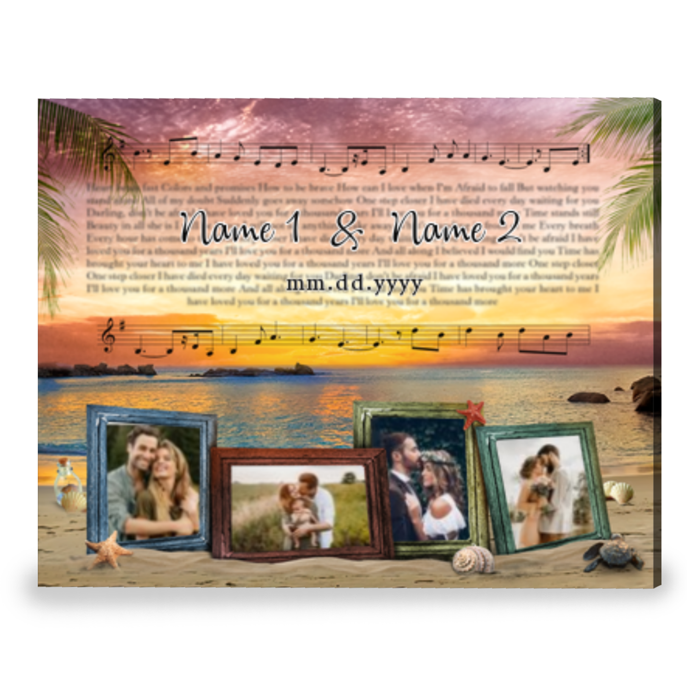 Customized Lyrics Gift For Couple Romatic Beach Wall Decor Canvas