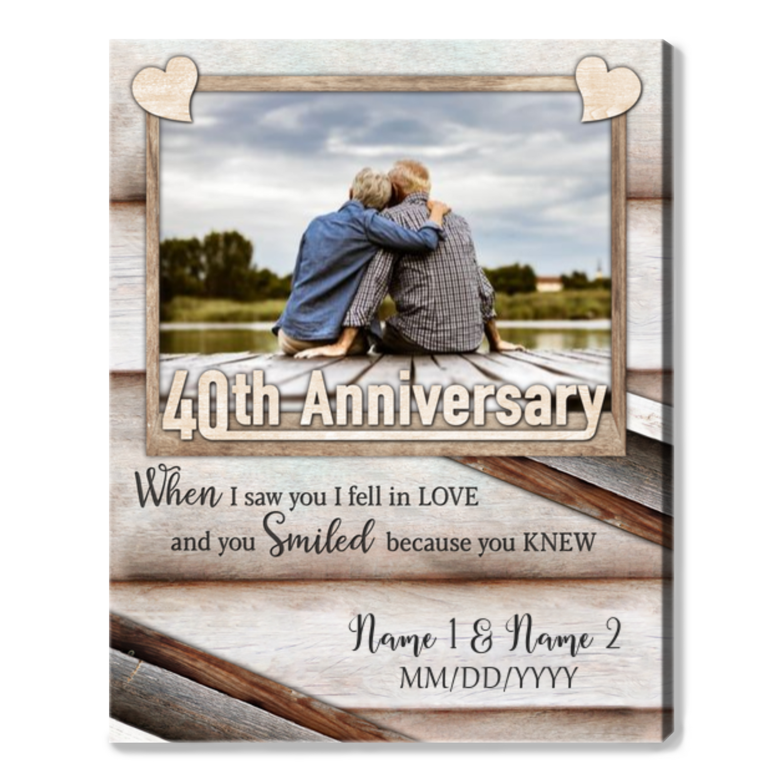 Happy 40th Wedding Anniversary Custom Photo Canvas Print