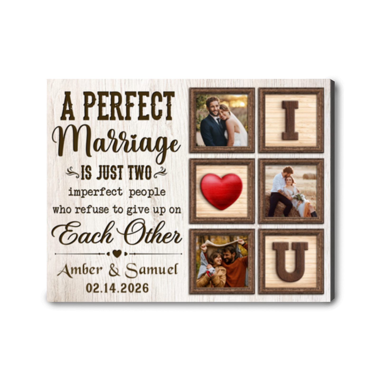 A Perfect Marriage Personalized Photo Collage Canvas Print Valentine’s Day Gift