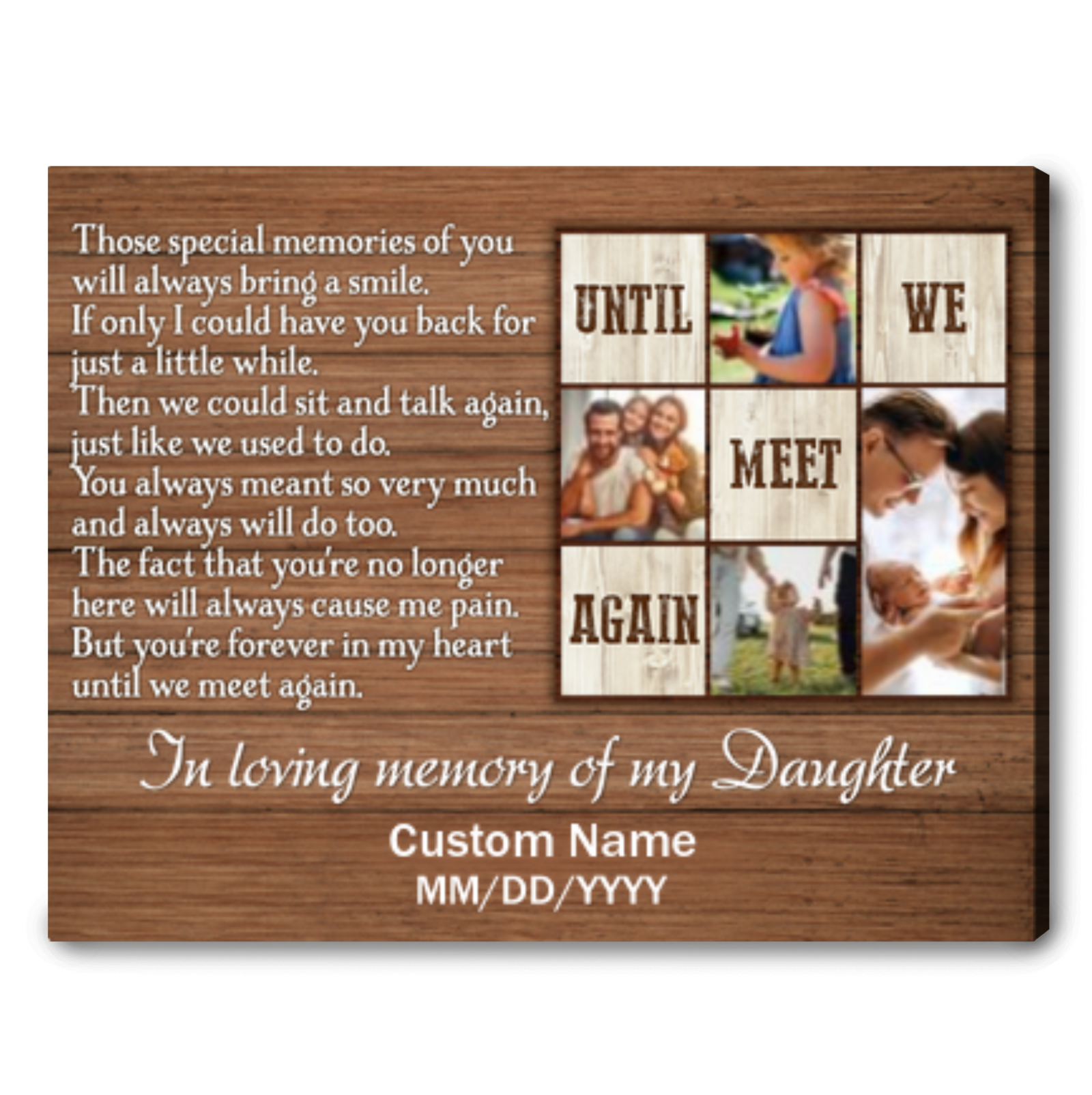 In Loving Memory of Daughter in Heaven Memorial Canvas for Daughter Memorial Christmas Gift Ideas