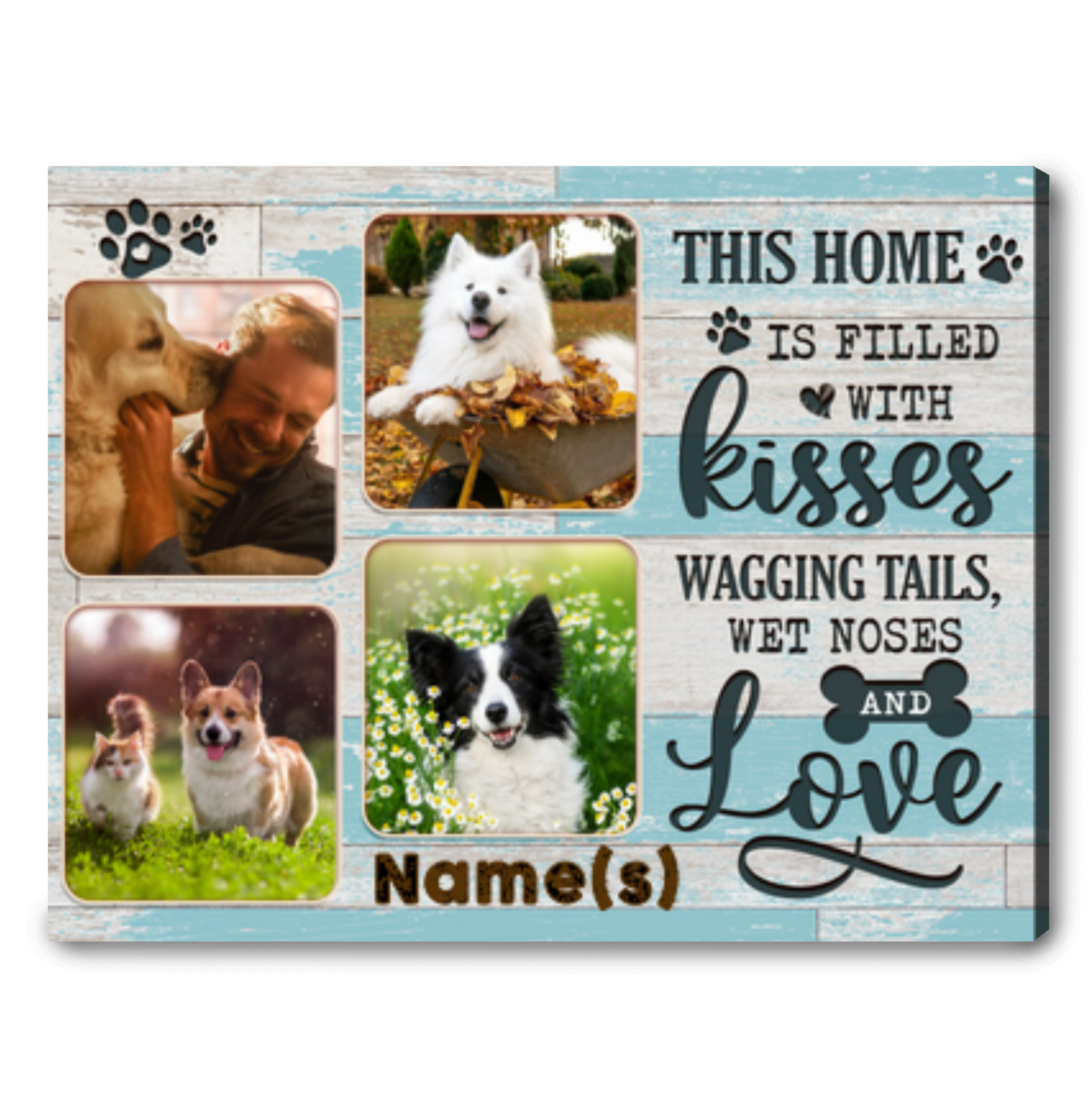 Personalized Pet Photos Canvas Print Unique Gift For Dog Lovers