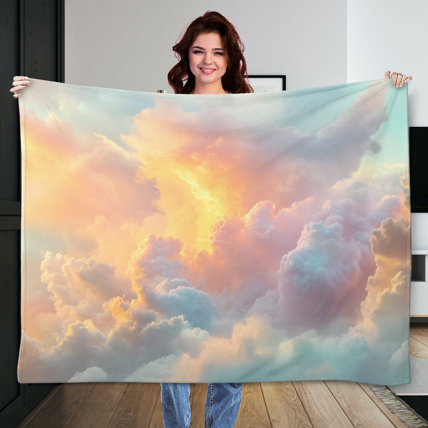Dreamlike Cloud Formation Digital Canvas In Pastel Hues