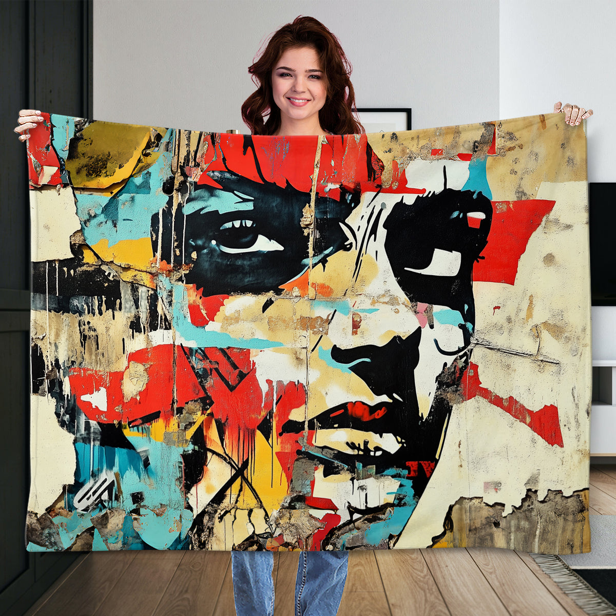 Urban Street Art Canvas With Bold Graffiti Layers