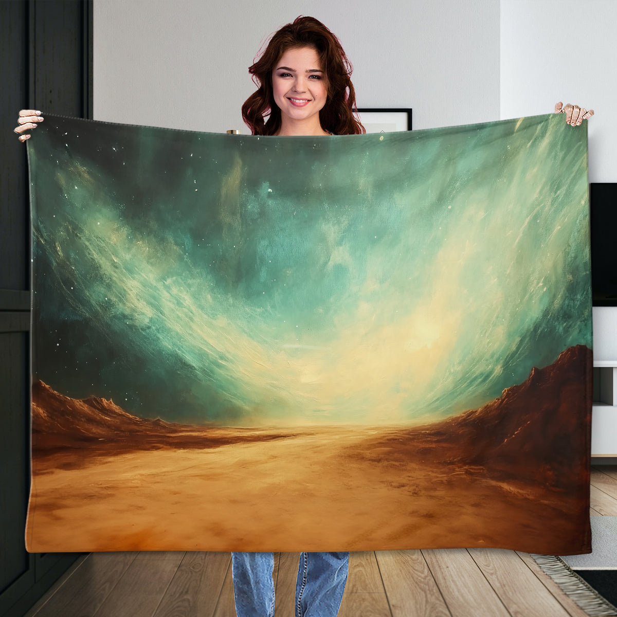 Iridescent Acrylic Painting Canvas With Floral Texture