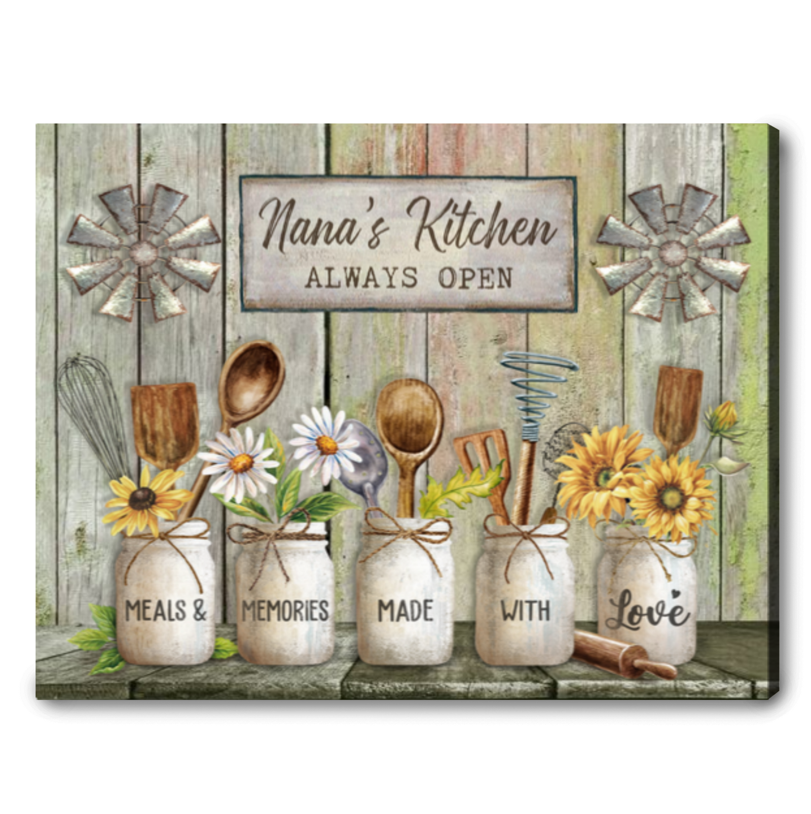 Farmhouse Kitchen Wall Decor Beautiful Custom Gift For Grandma Canvas Print Art