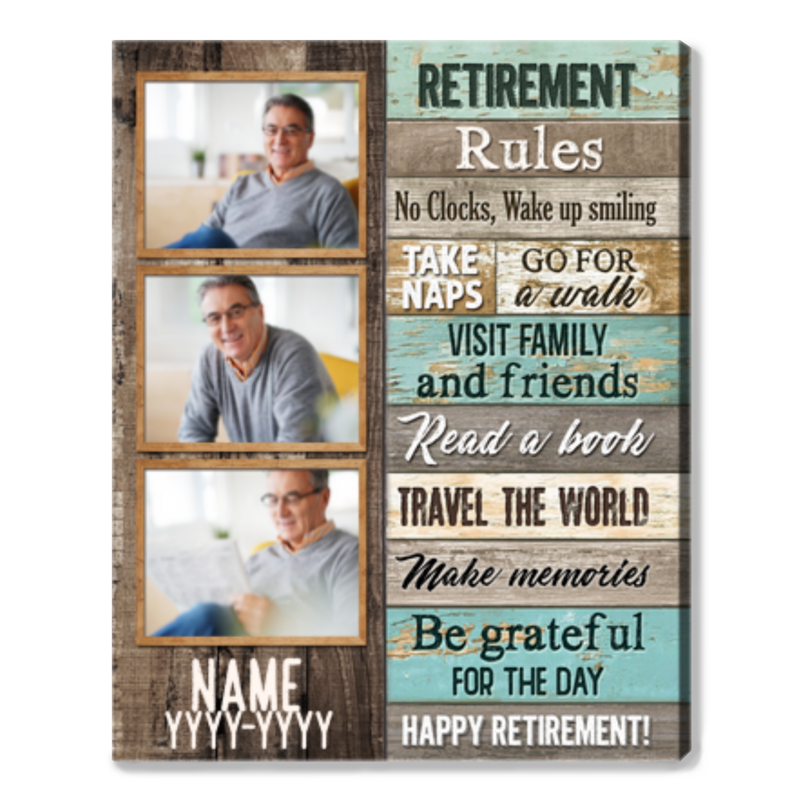 Personalized Gift For Dad On Retirement Custom Dad Photos Canvas Print