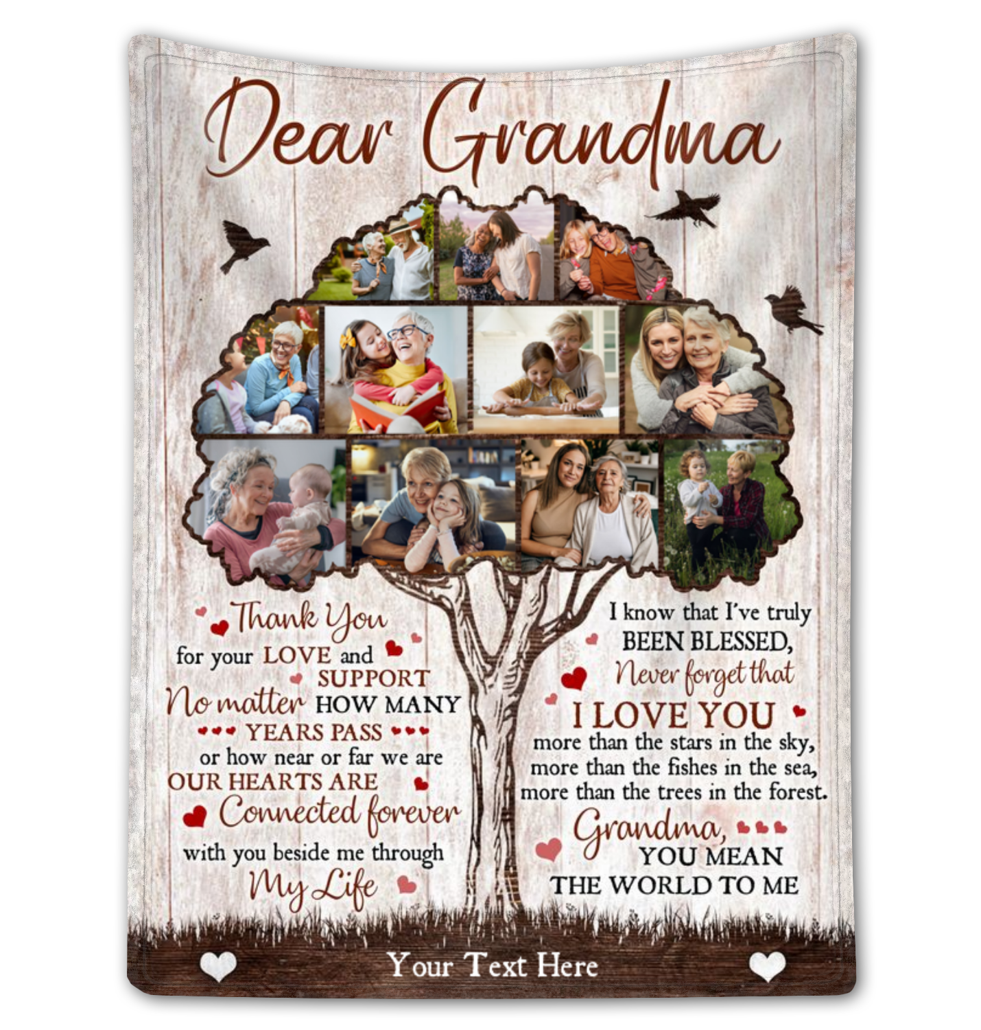 Custom Photo Collage Dear Grandma Blanket Unique Happy Mother's Day Gift