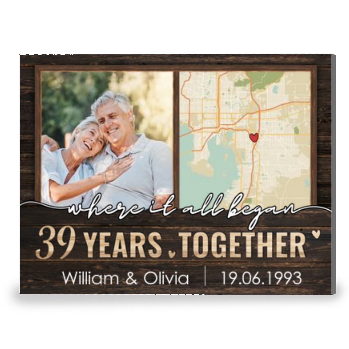 Where It All Began 39 Years Anniversary And City Map Canvas Print