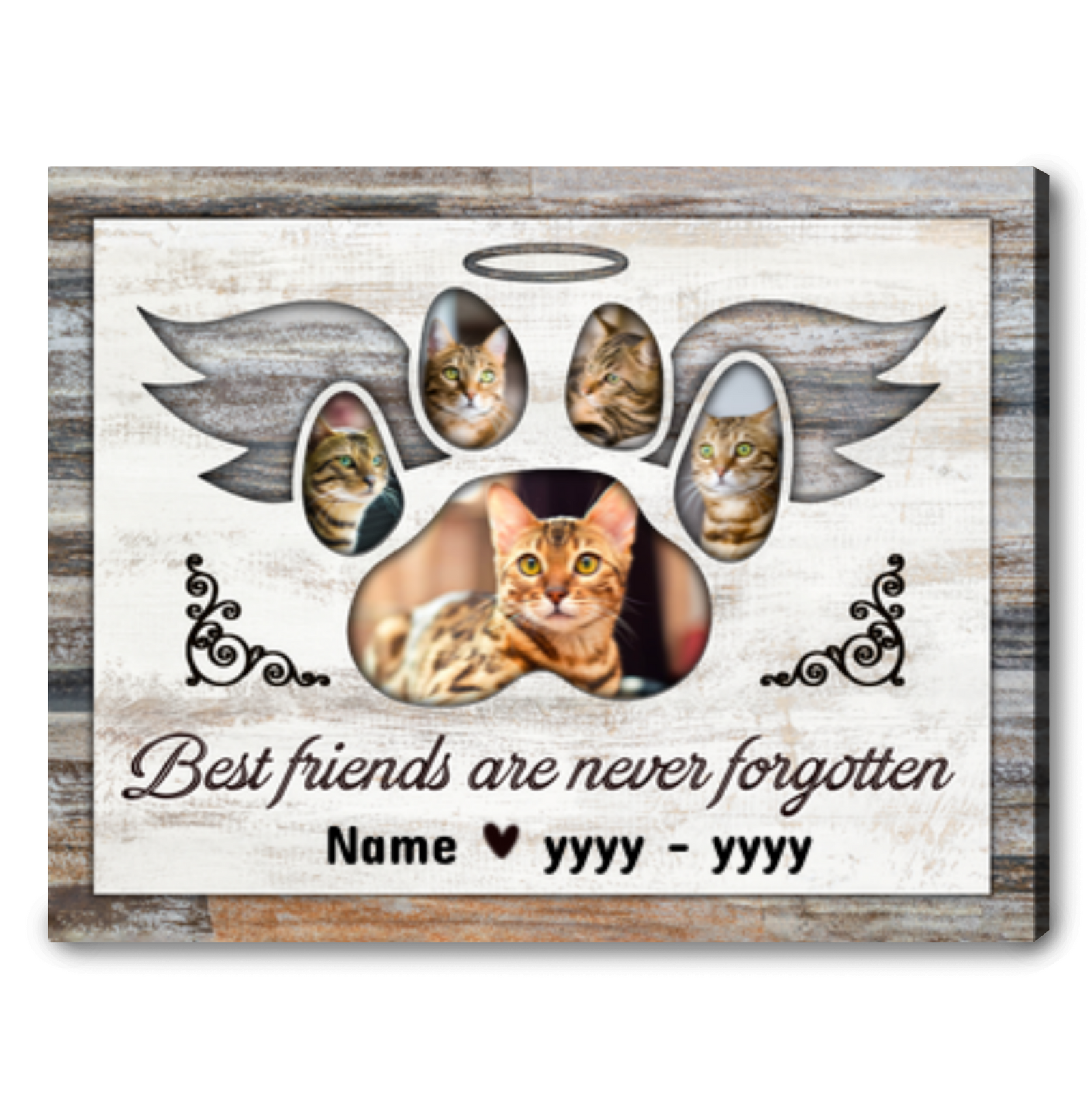 Cat Memorial Photo Collage Custom Pet Lovers Canvas Wall Art