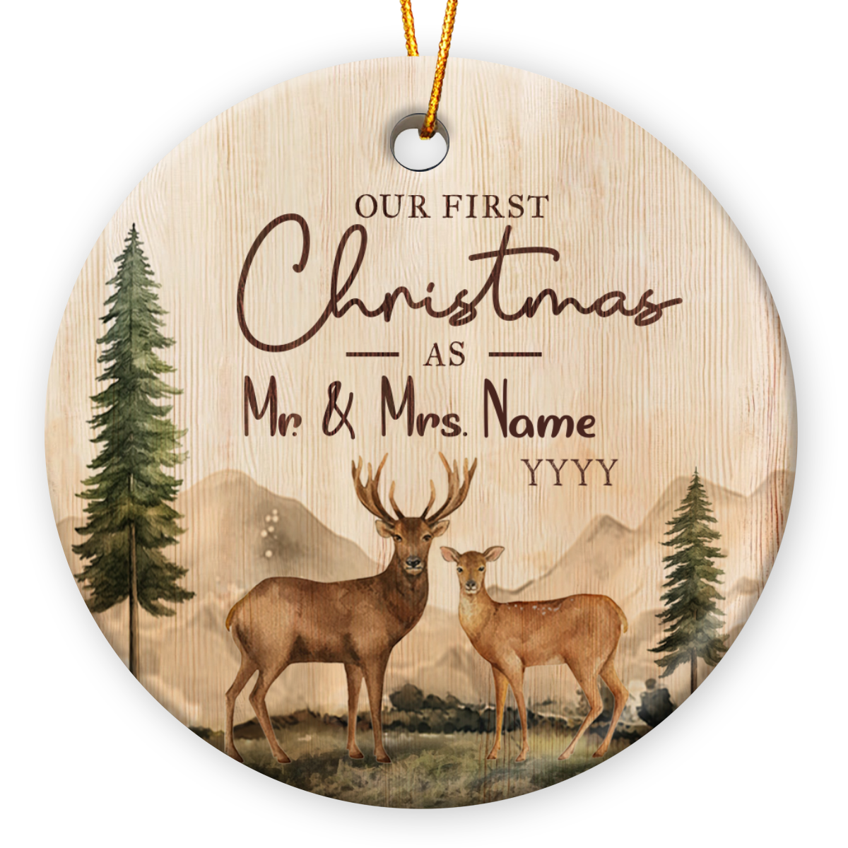 Custom Couples Newly Engaged Ornament First Year Married Keepsake