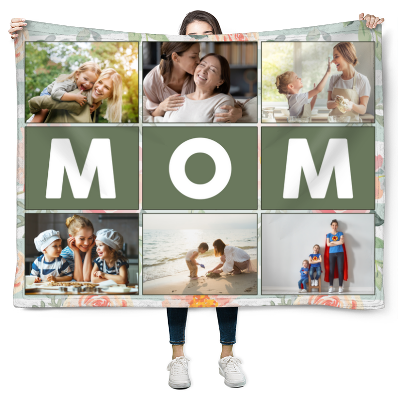 Customized Mother's Day Photo Gifts For Mom Mothers Day Fleece Blanket 
