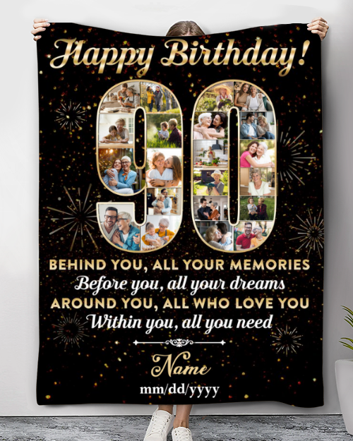 Personalized Photo Collage 90th Birthday Blanket Best 90th Birthday Gift Idea