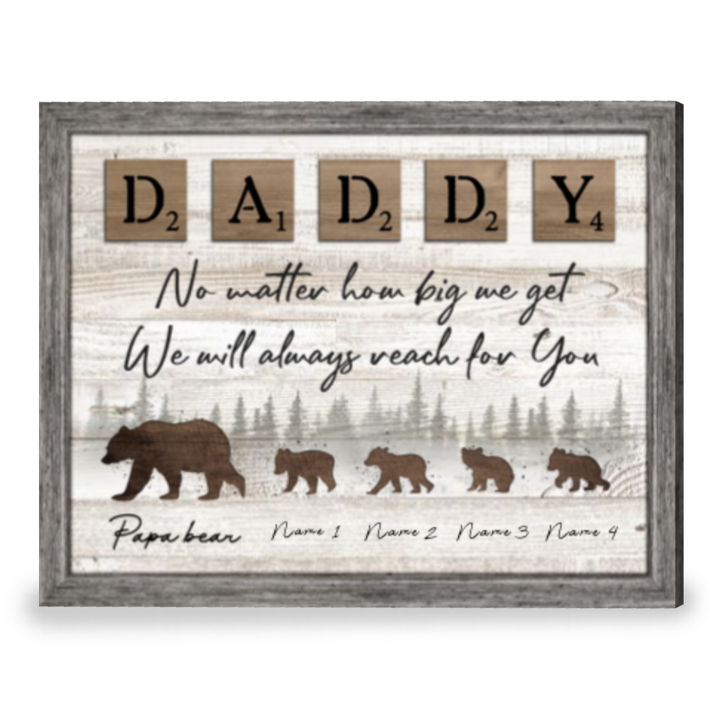 Best Gift For Father's Day Personalized Gift For Dad Papa Bear Canvas Print