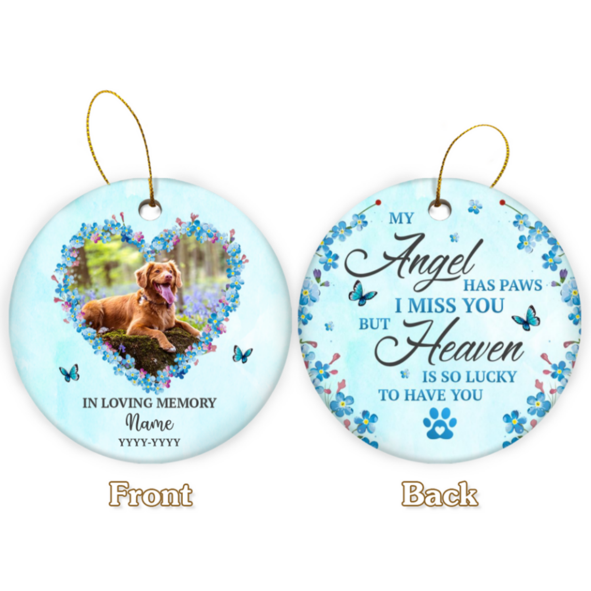 Sympathy Gifts For Loss of Dog Custom Pet Remembrance Ornament