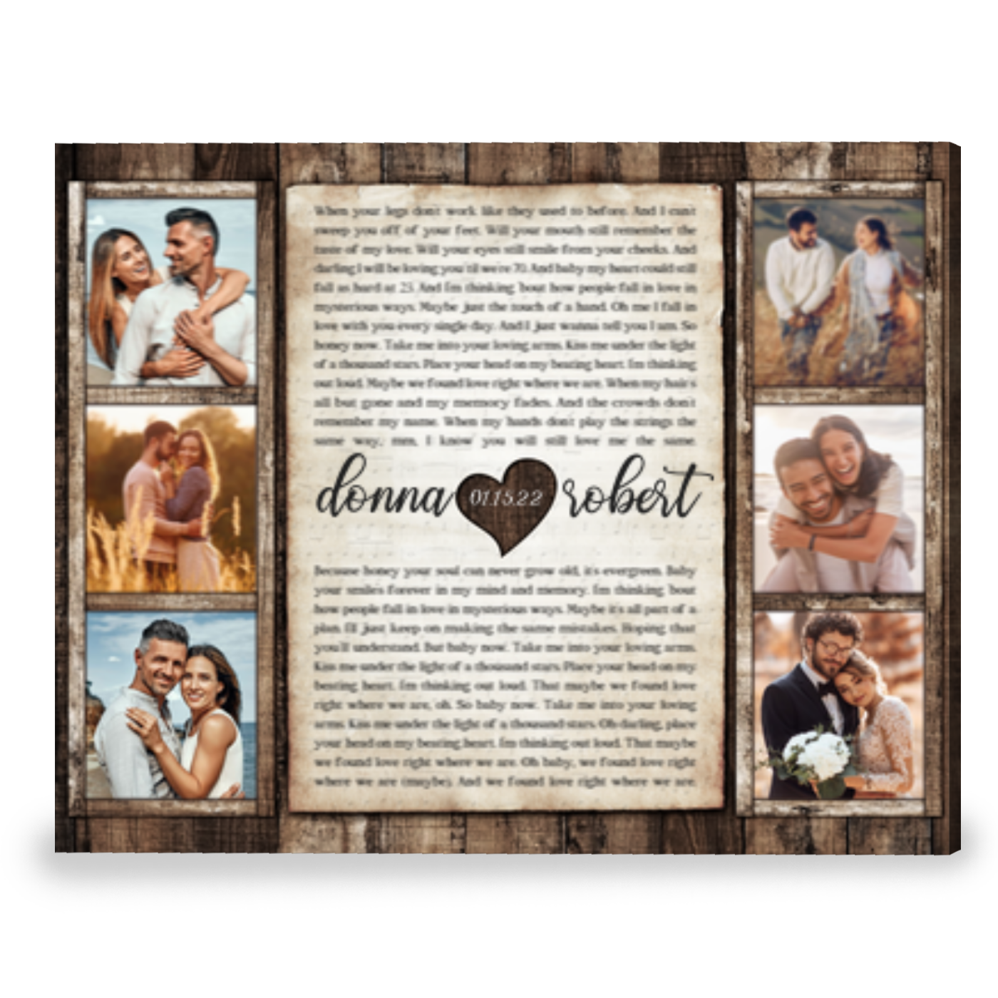 First Dance Song Anniversary Song Keepsake Frame Custom Wedding Gift Canvas