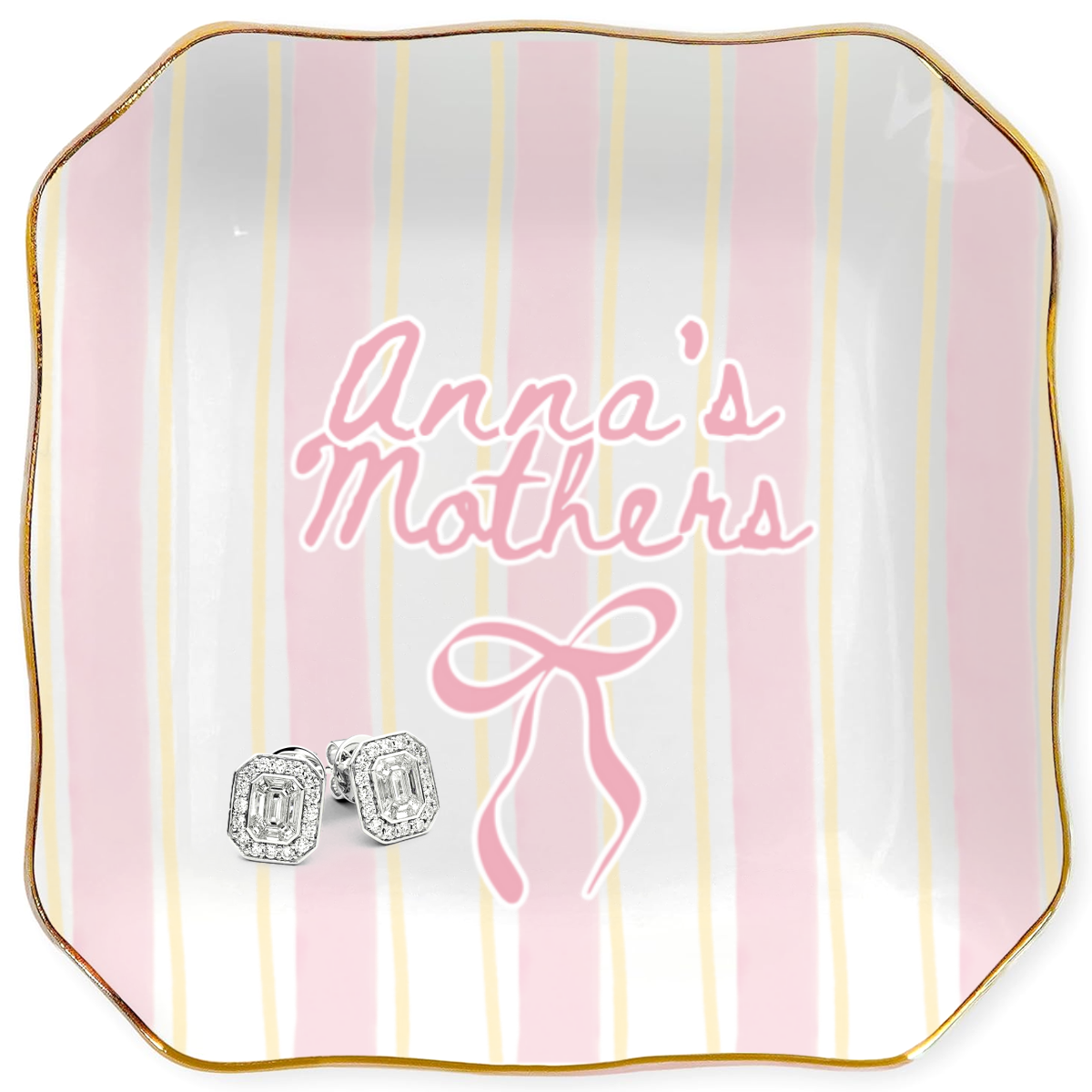 Personalized Custom Name Jewelry Dish – Heart Hands Design Gift for Mom